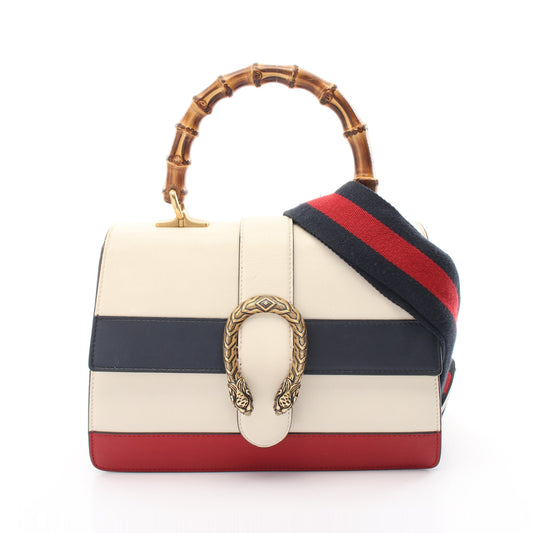 Luxury Gucci Trending 2025 Bamboo Dionysus Medium Handbag Leather Ivory Navy Red 2WAY