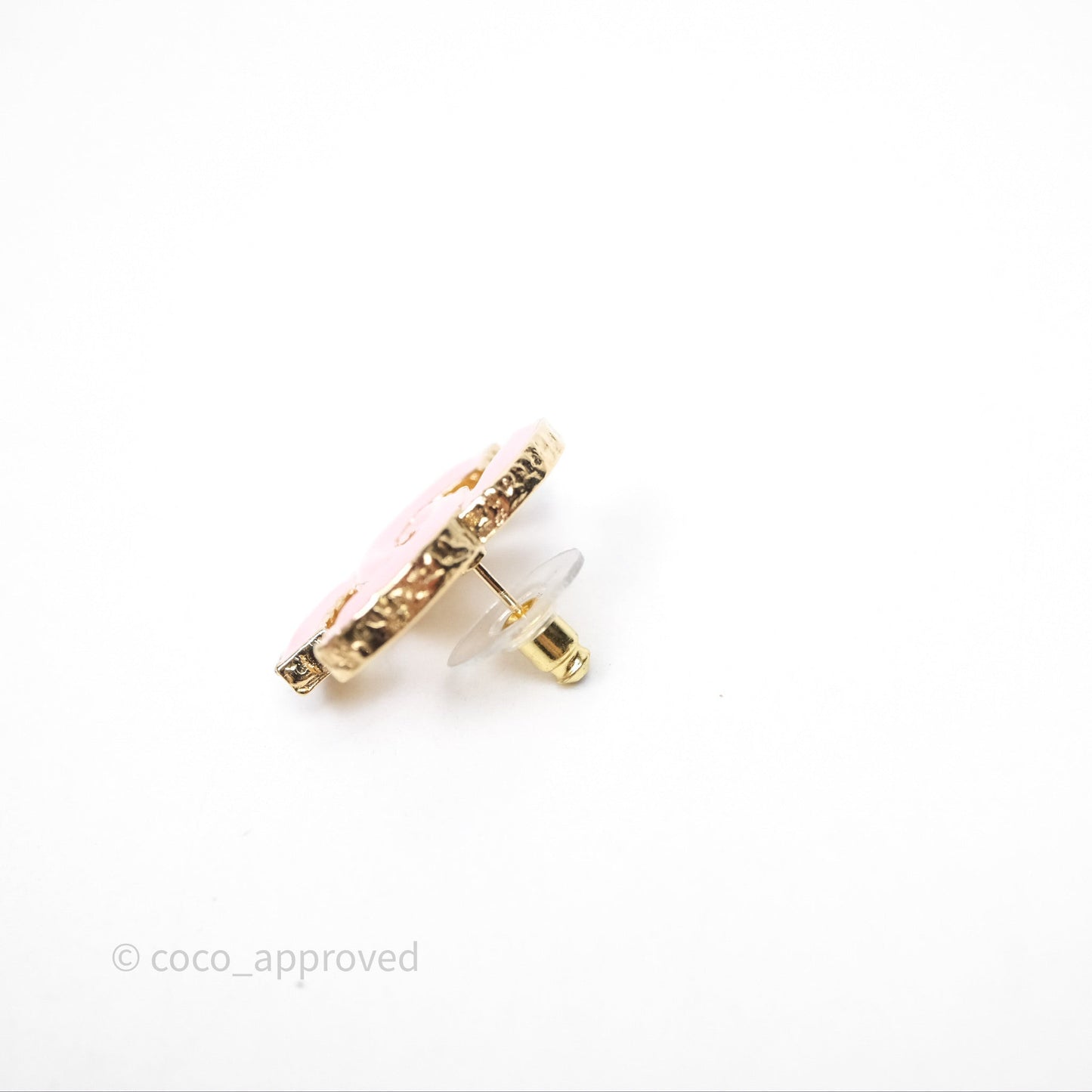 Chanel CC Pink Earrings Gold Tone 23K