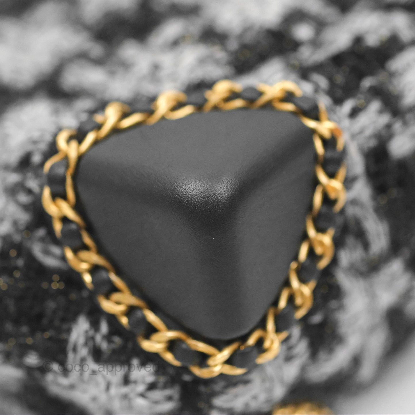 Chanel Mini Flag Bag Black & Grey Tweed Aged Gold Hardware