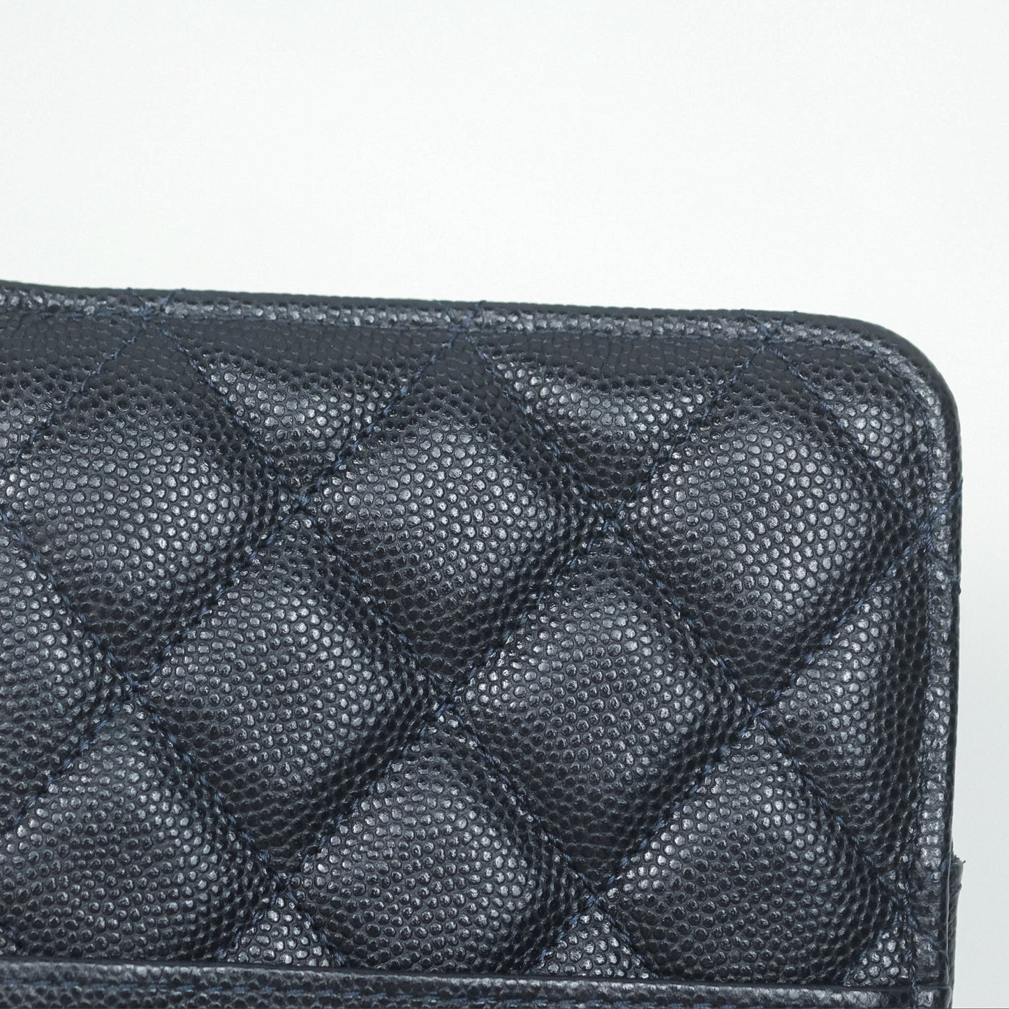 Chanel Classic Flat Navy Caviar Wallet Pouch Gold Hardware