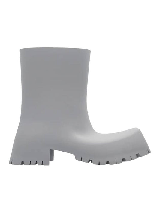 Luxury Balenciaga Square Toe Rubber Rain Boots Grey