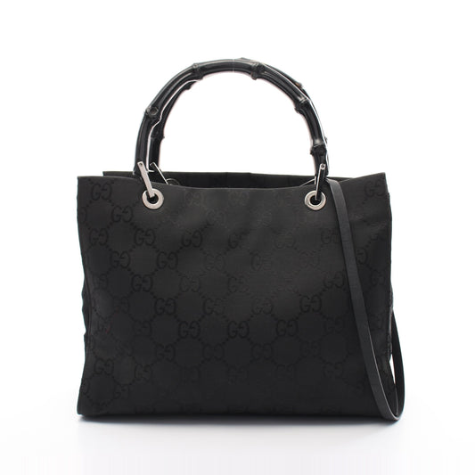 Luxury Gucci Trending 2025 Bamboo GG pattern Handbag Nylon Black 2WAY