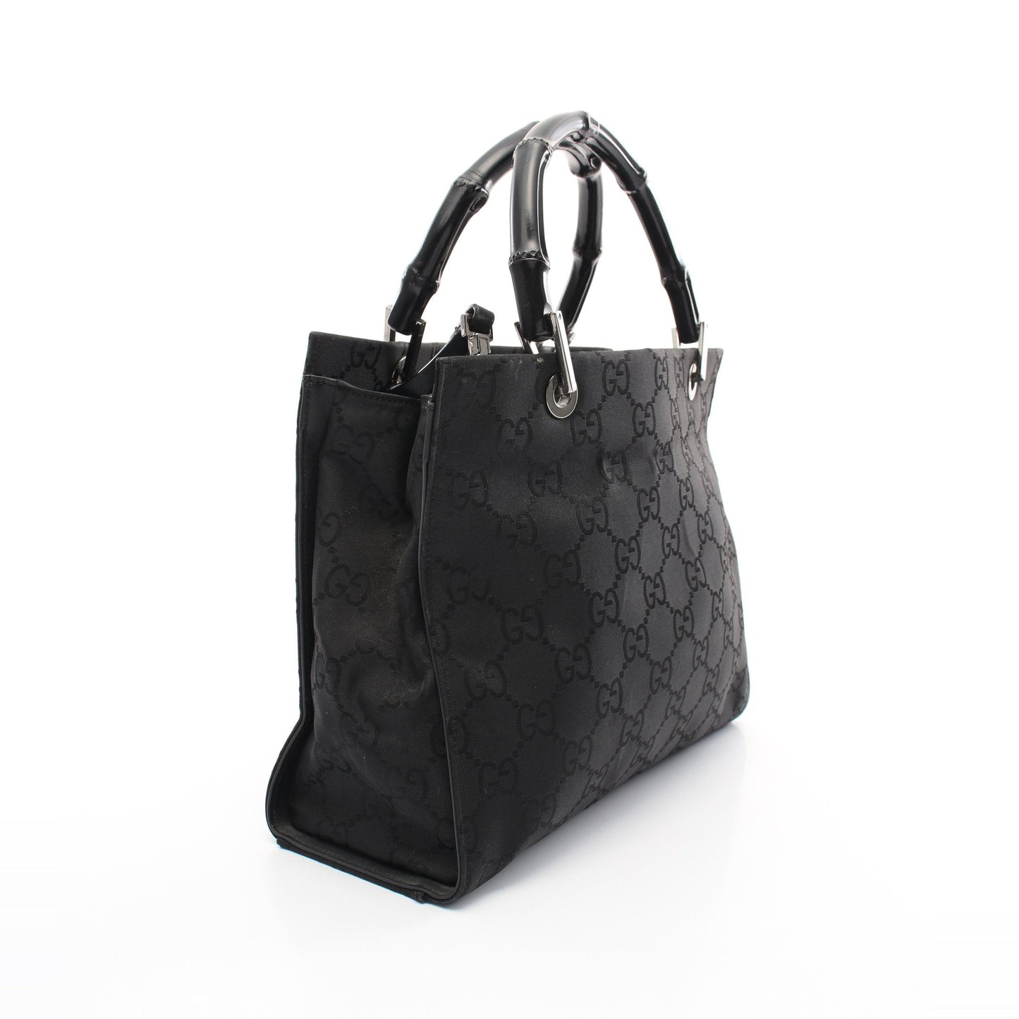 Luxury Gucci Trending 2025 Bamboo GG pattern Handbag Nylon Black 2WAY