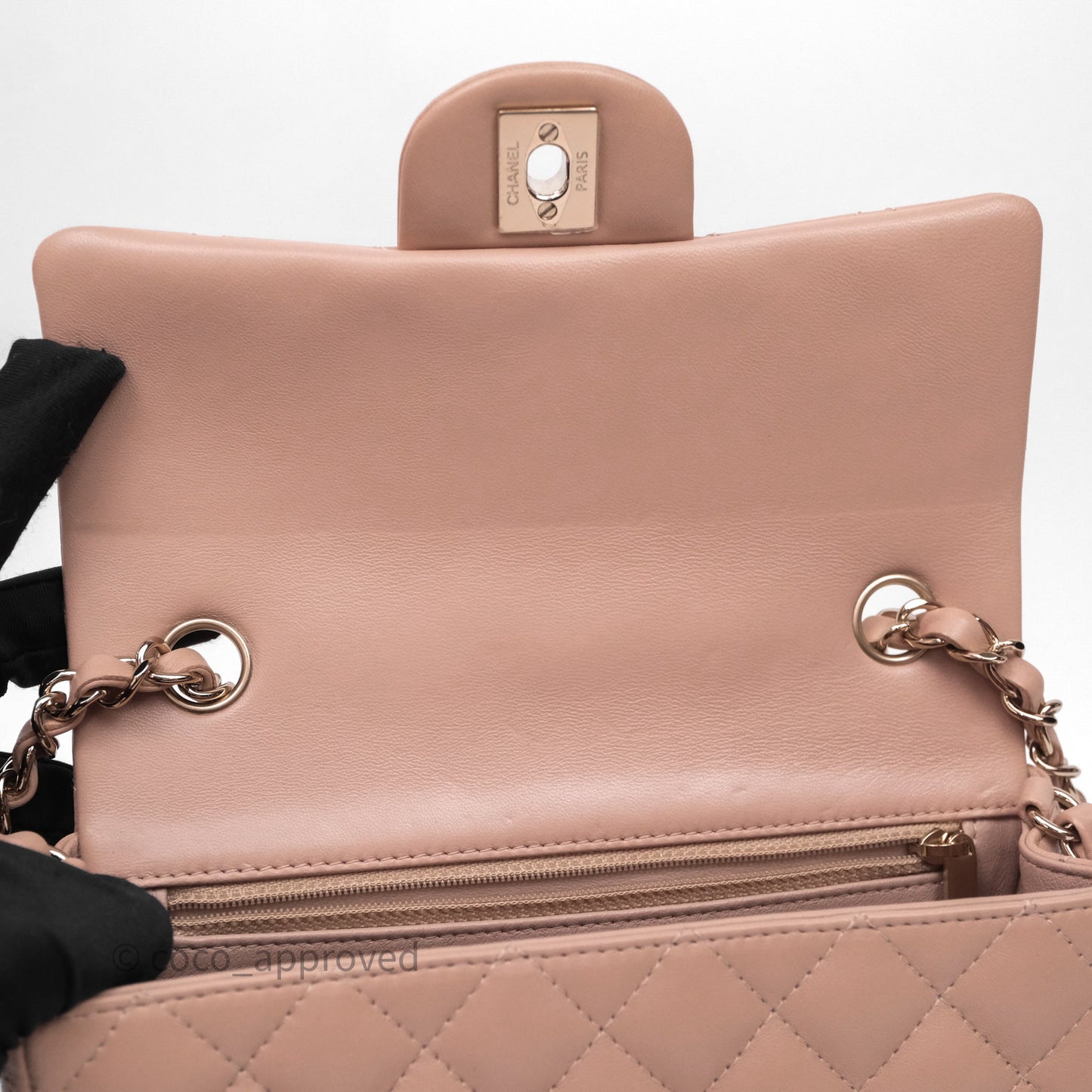 Chanel Mini Rectangular Quilted Beige Lambskin Gold Hardware