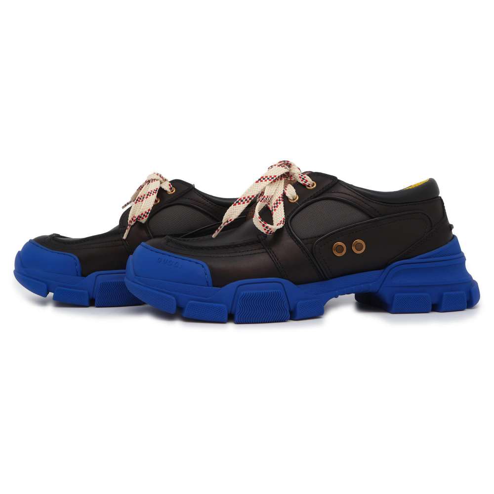 Luxury Gucci Trending 2025 BOATREX Low Cut Sneakers Black/Blue 576048 Leather Size 10