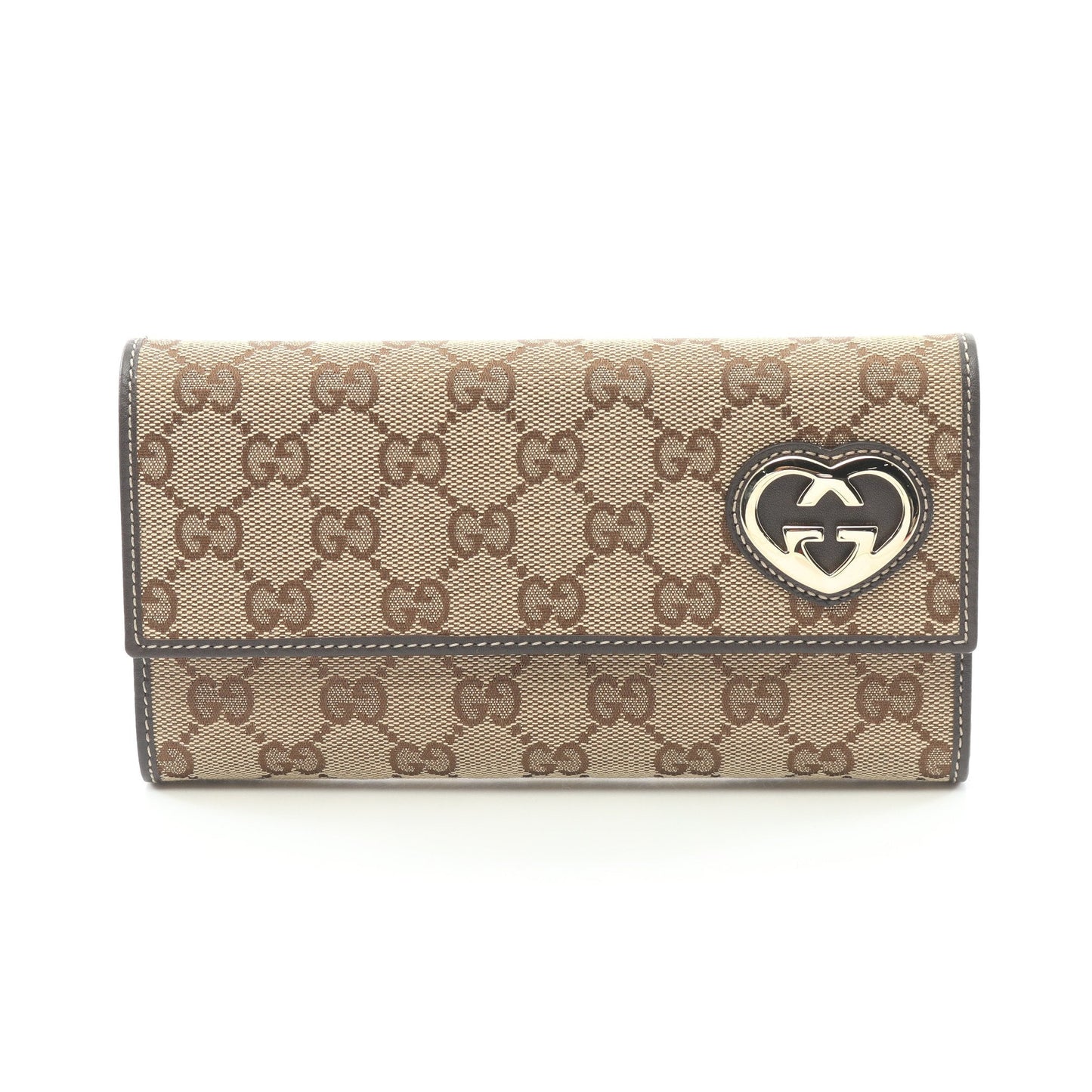 Luxury Gucci Trending 2025 Lovely Bi-fold Long Wallet Canvas Leather Beige Dark brown