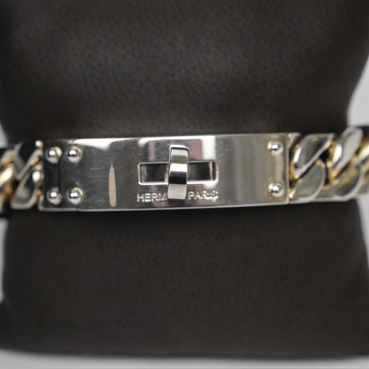 Hermes Kelly Gourmette GM Bracelet Silver Size ST