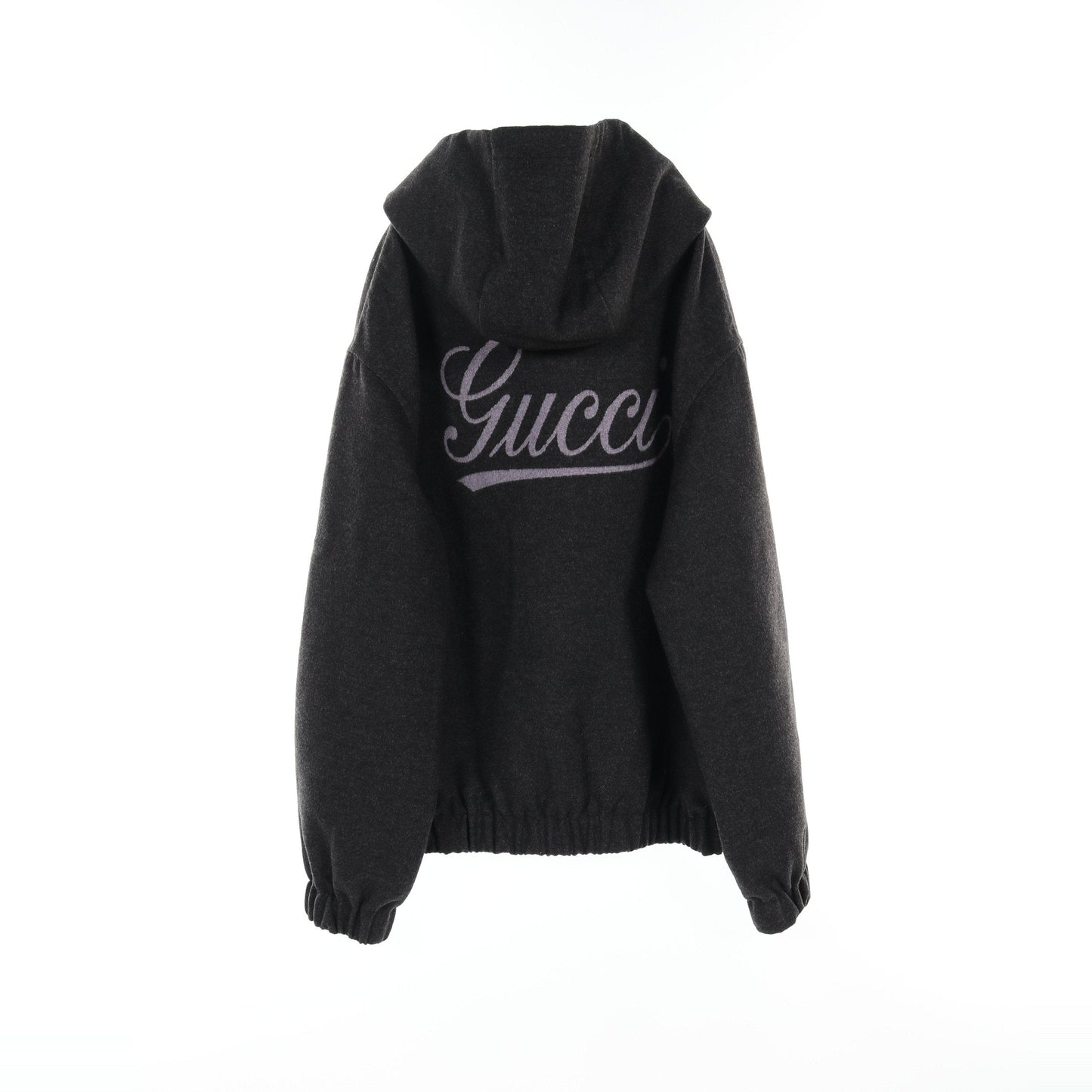 Luxury Gucci Trending 2025 Zip up hoodie Jacket Back logo Wool Dark gray