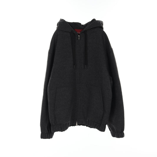 Luxury Gucci Trending 2025 Zip up hoodie Jacket Back logo Wool Dark gray