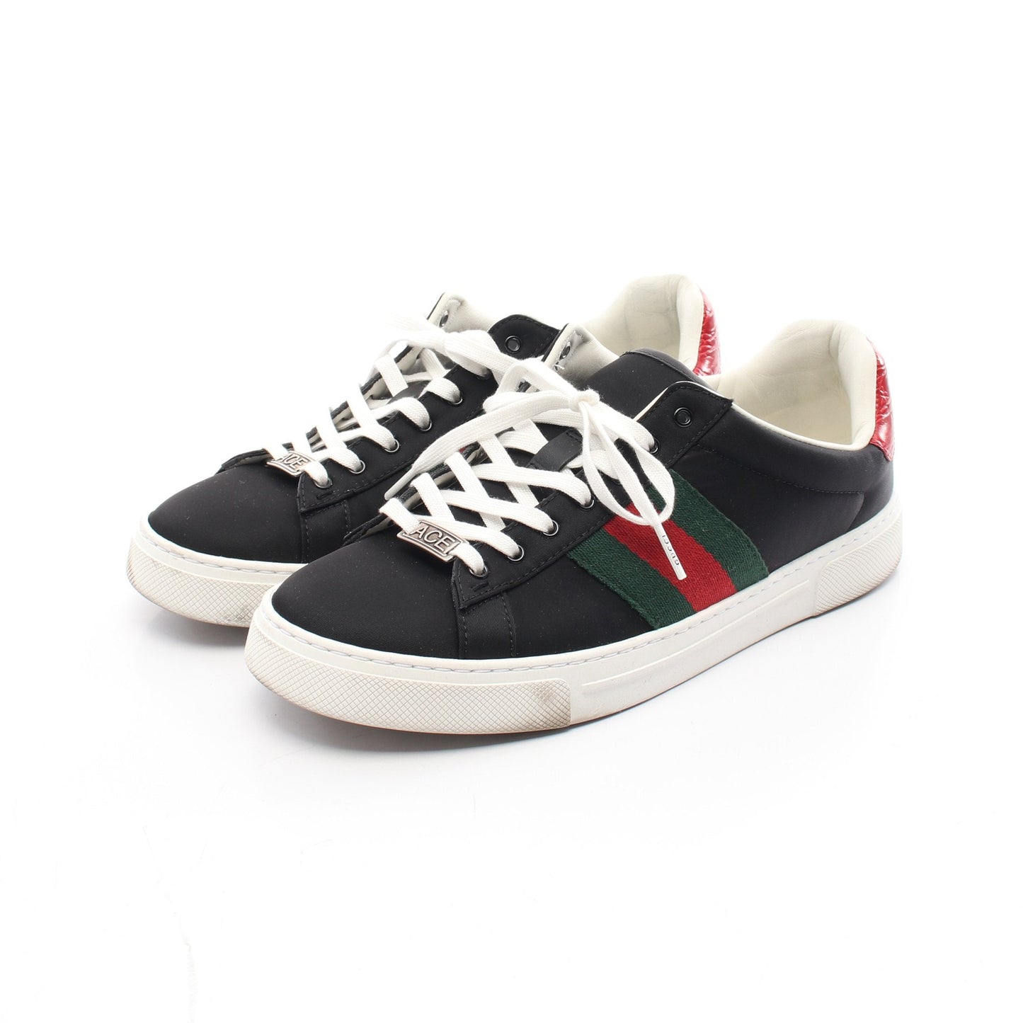 Luxury Gucci Trending 2025 ACE Ace Sneakers Nylon Leather Black Red Green Croc embossed