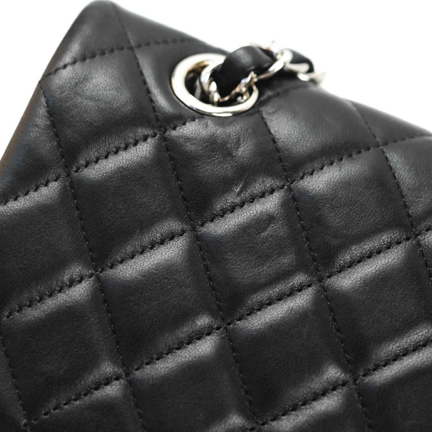 Chanel Classic M/L Medium Flap Bag Valentine Limited Edition Black Lambskin Silver Hardware