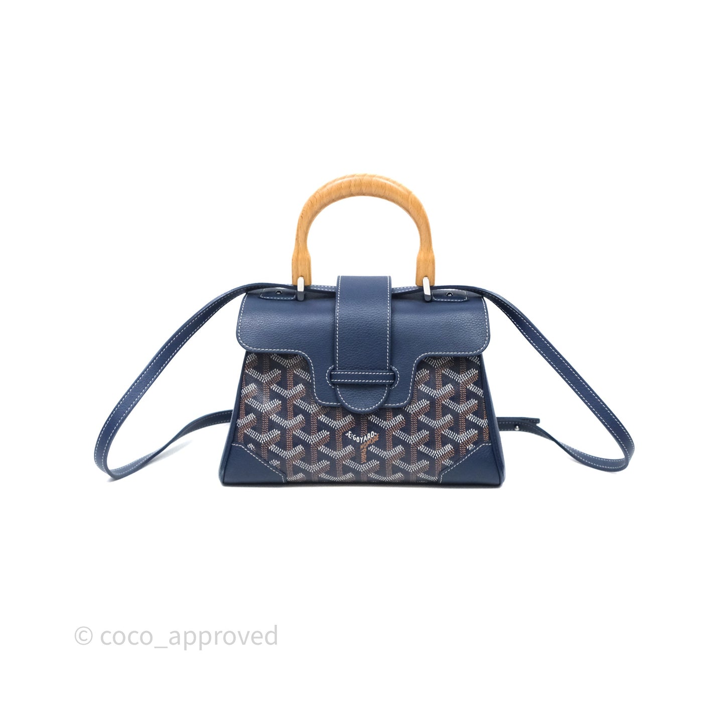 Goyard Saïgon Mini Bag Chevroches Calfskin Navy Silver Hardware