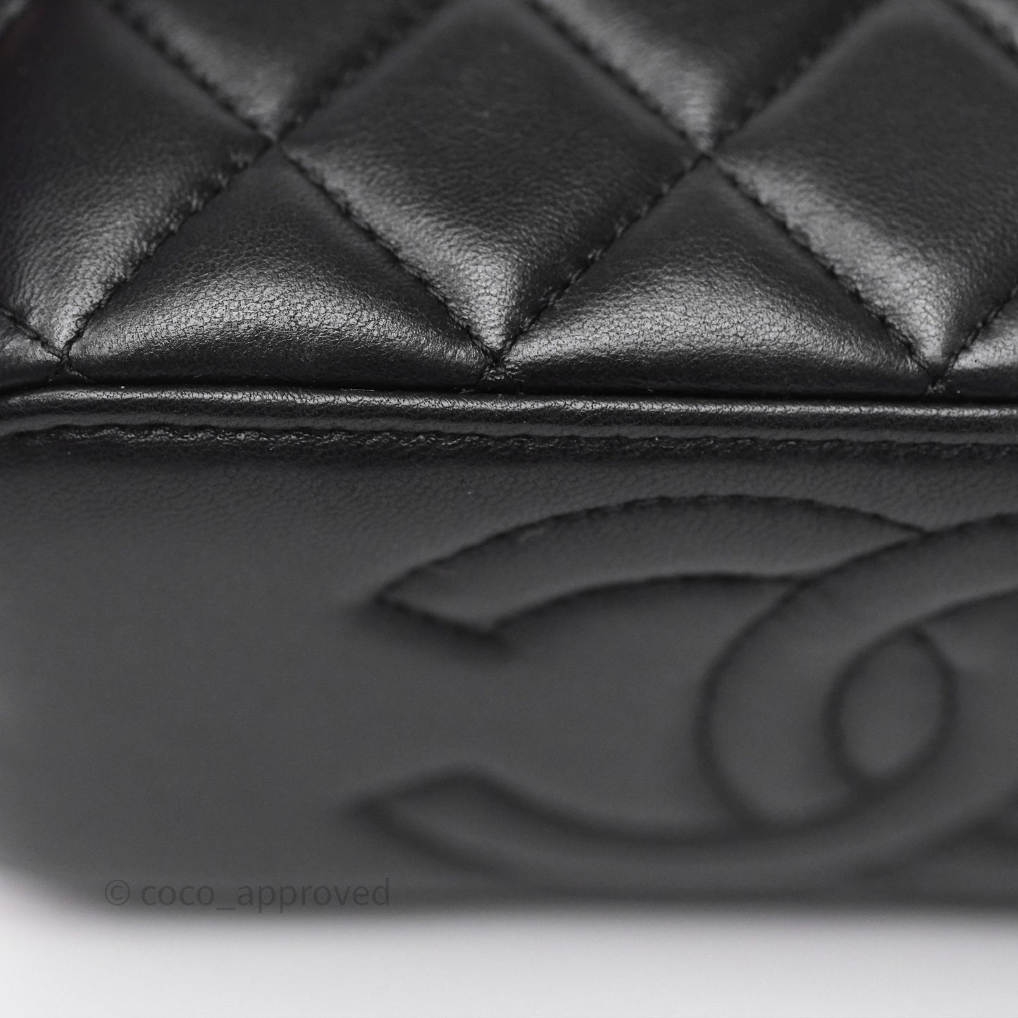 Chanel Crystals Top Handle Vanity Rectangular Black Lambskin Gold Hardware