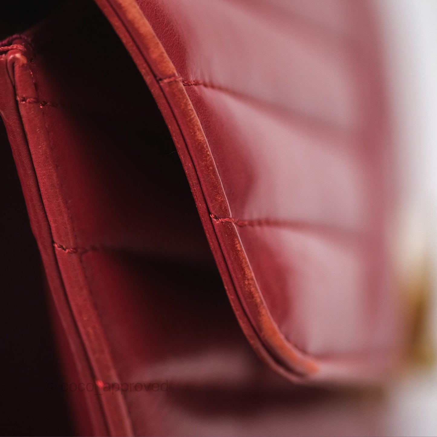 Chanel Chevron Shoulder Bag Red Calfskin Aged Gold Hardware