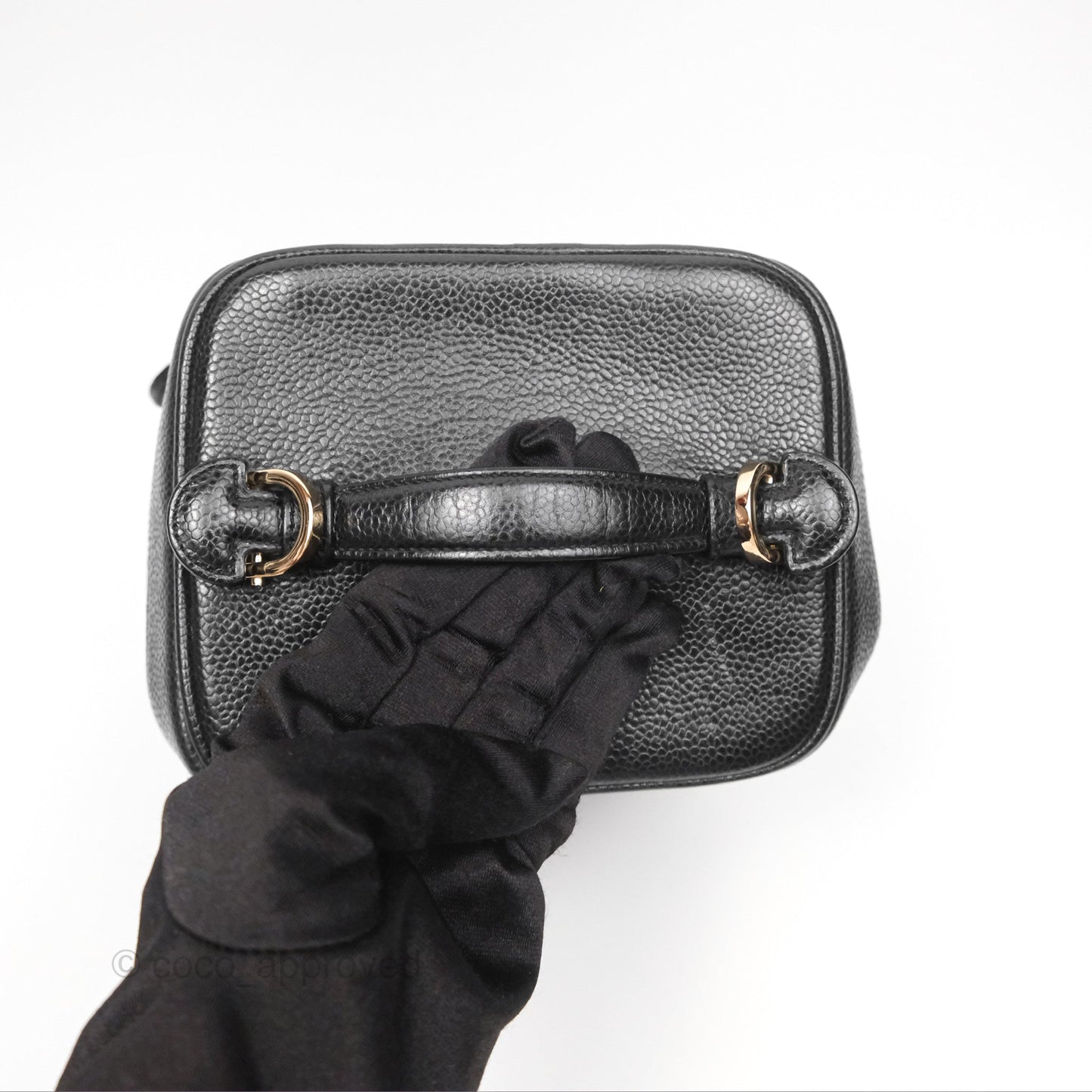 Chanel Vintage Vanity Case Black Caviar Gold Hardware