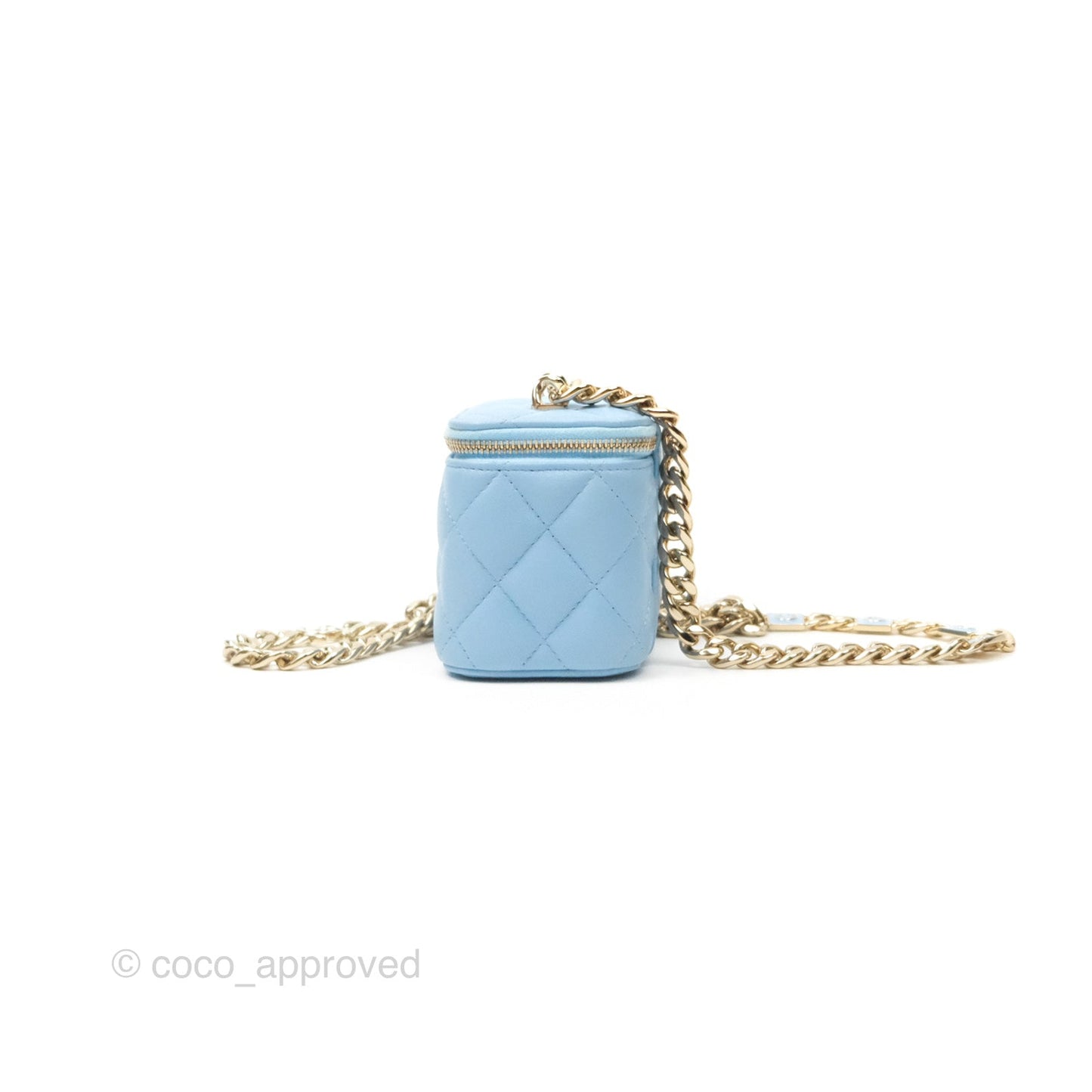 Chanel Mini Vanity Coco Chain Blue Lambskin Gold Hardware