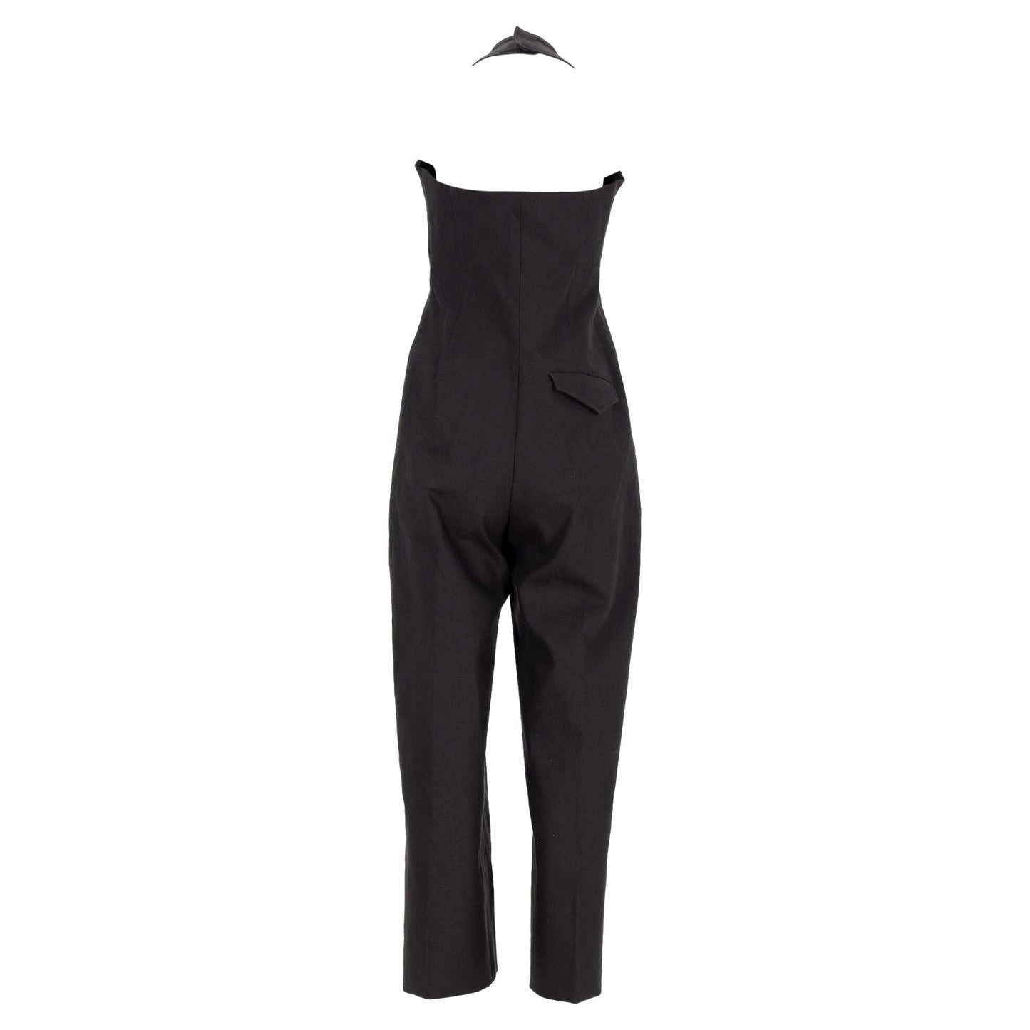 Luxury Bottega Veneta Corset Top Zipped Jumpsuit in Black Linen