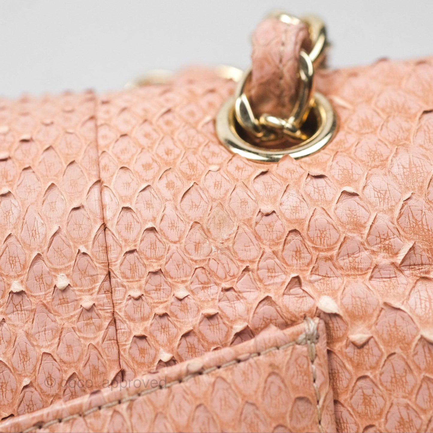 Chanel Jumbo Double Flap Python Pink Gold Hardware