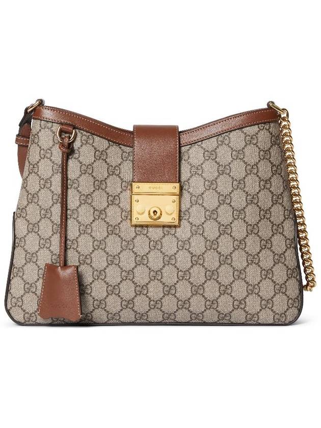 Luxury Gucci Trending 2025 Padlock GG Supreme Medium Shoulder Bag Brown Beige