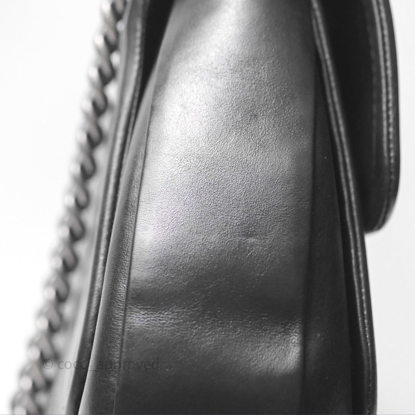 Chanel Quilted Large Prestige Top Handle Flap Calfskin Black Ruthenium Hardware