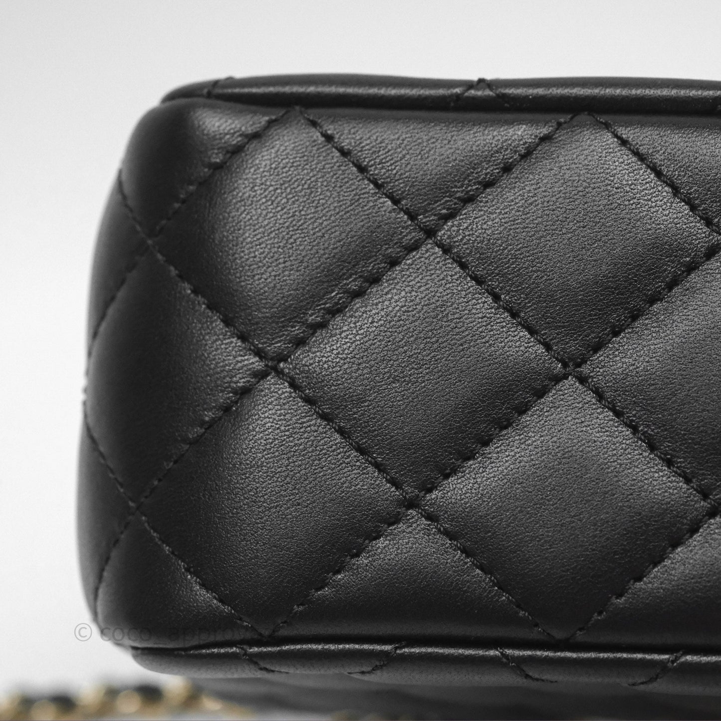 Chanel Crystals Top Handle Mini Rectangular Flap Bag Black Lambskin Gold Hardware