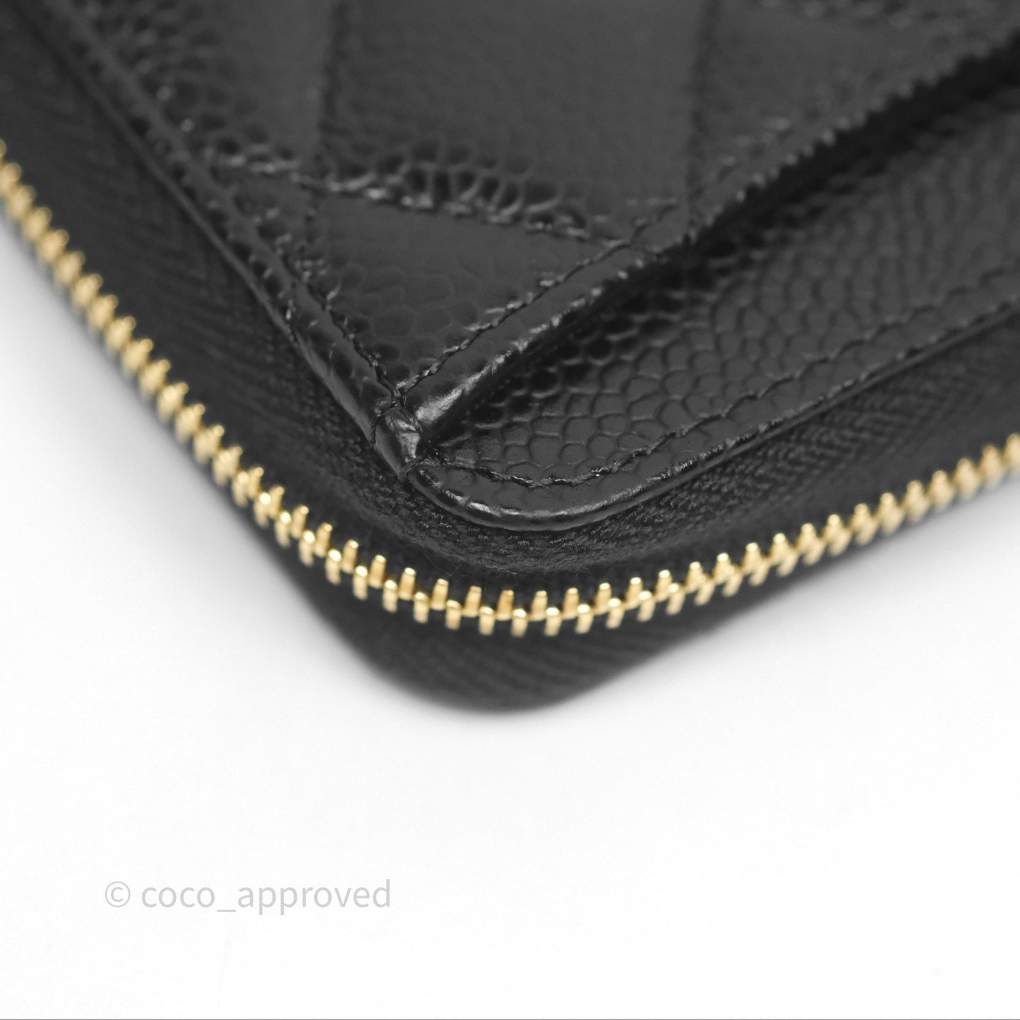 Chanel Quilted Zip Card Holder Black Caviar Gold Hardware