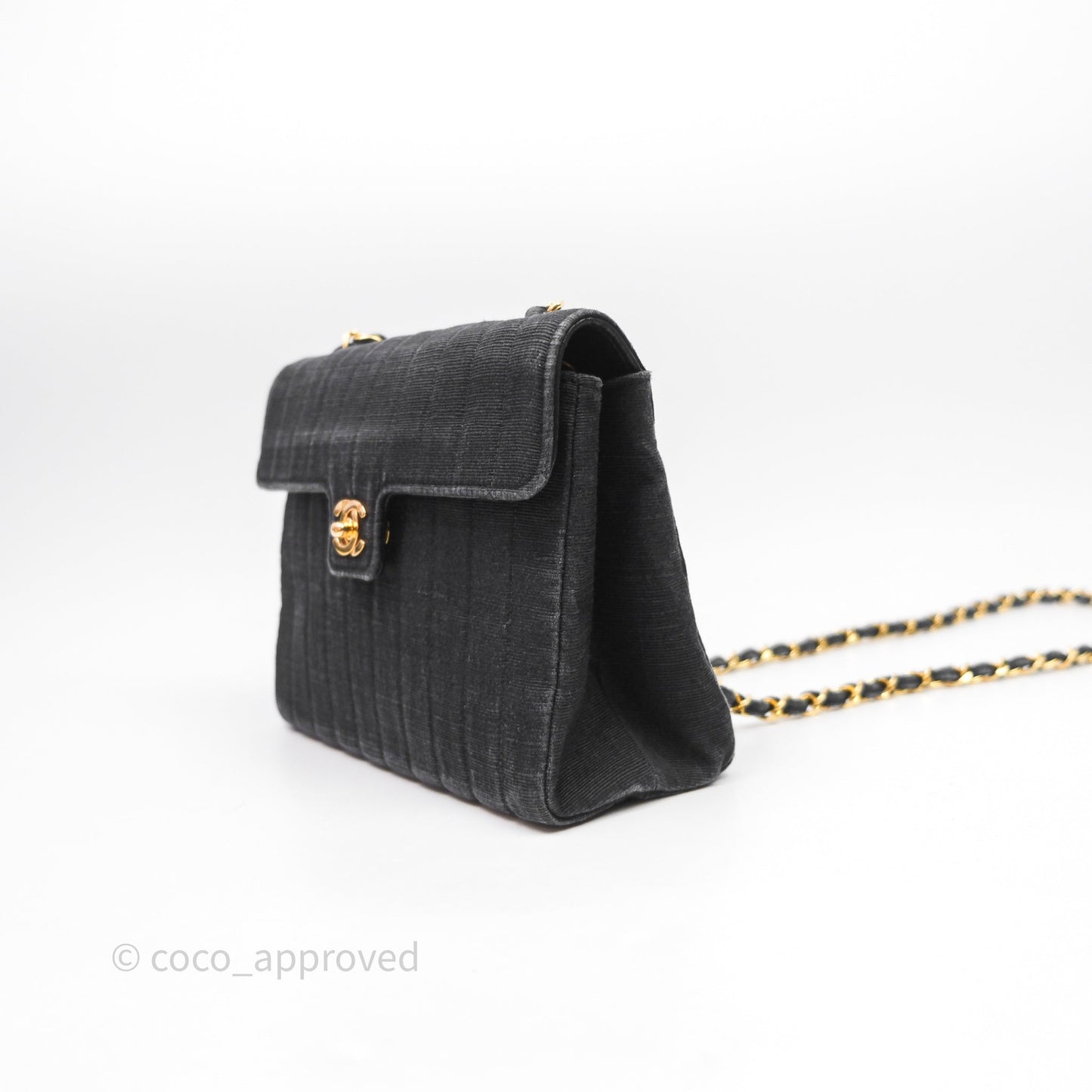 Chanel Vintage Small Flap Bag Black Grosgrain 24K Gold Hardware