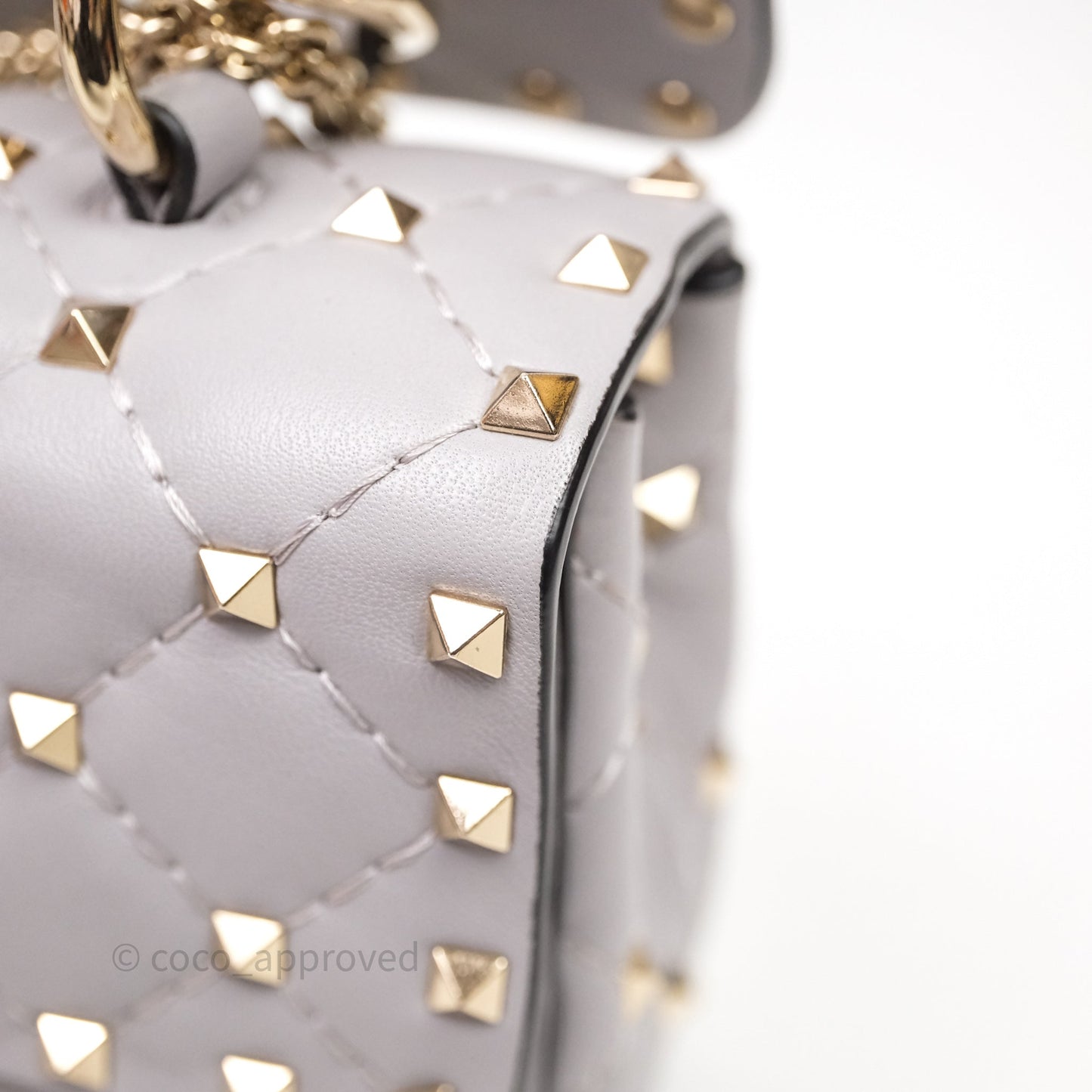 Valentino Small Nappa Rockstud Spike Bag Grey Gold Hardware