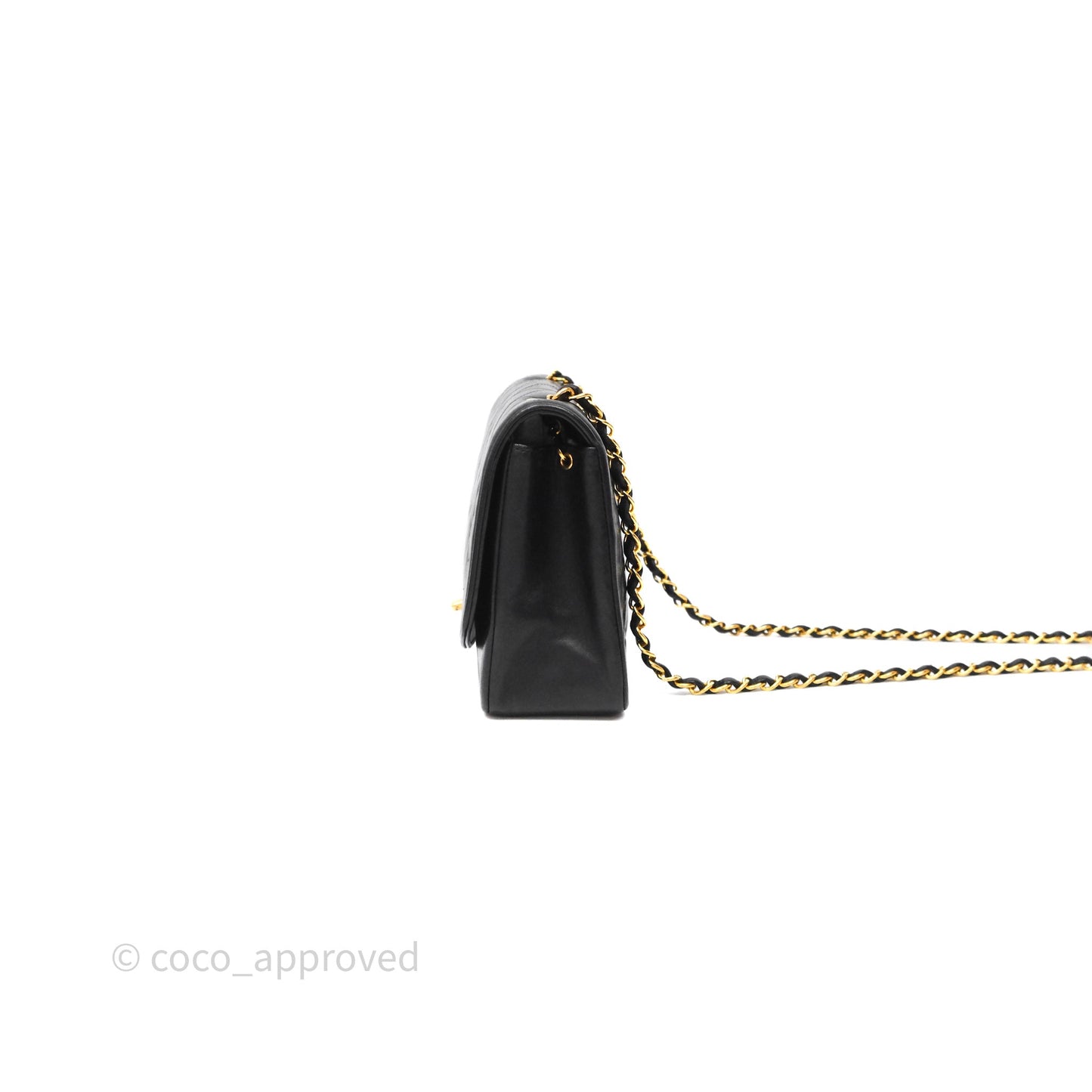 Chanel Vintage Medium Classic Diana Flap Bag Black Lambskin 24K Gold Hardware