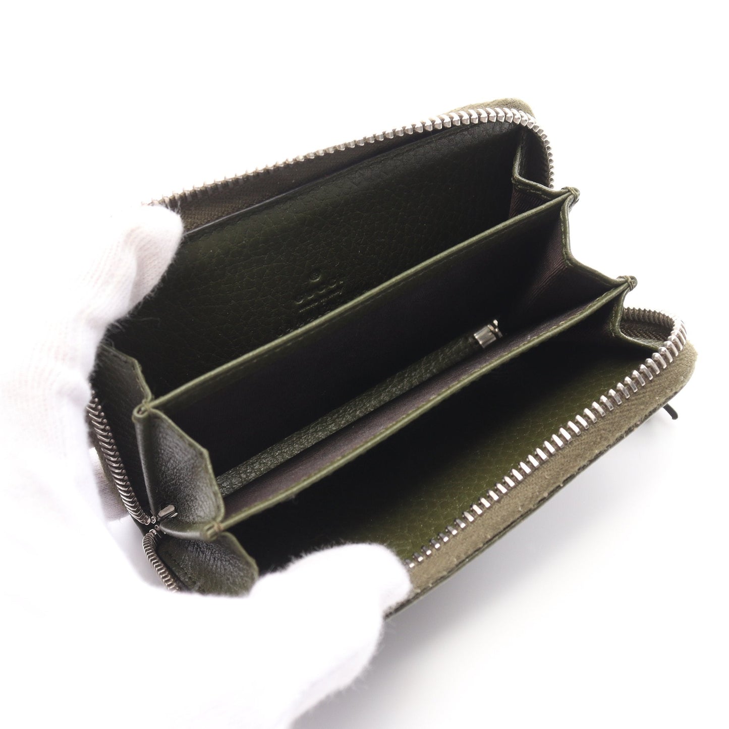 Luxury Gucci Trending 2025 Double G Coin purse Leather Khaki green