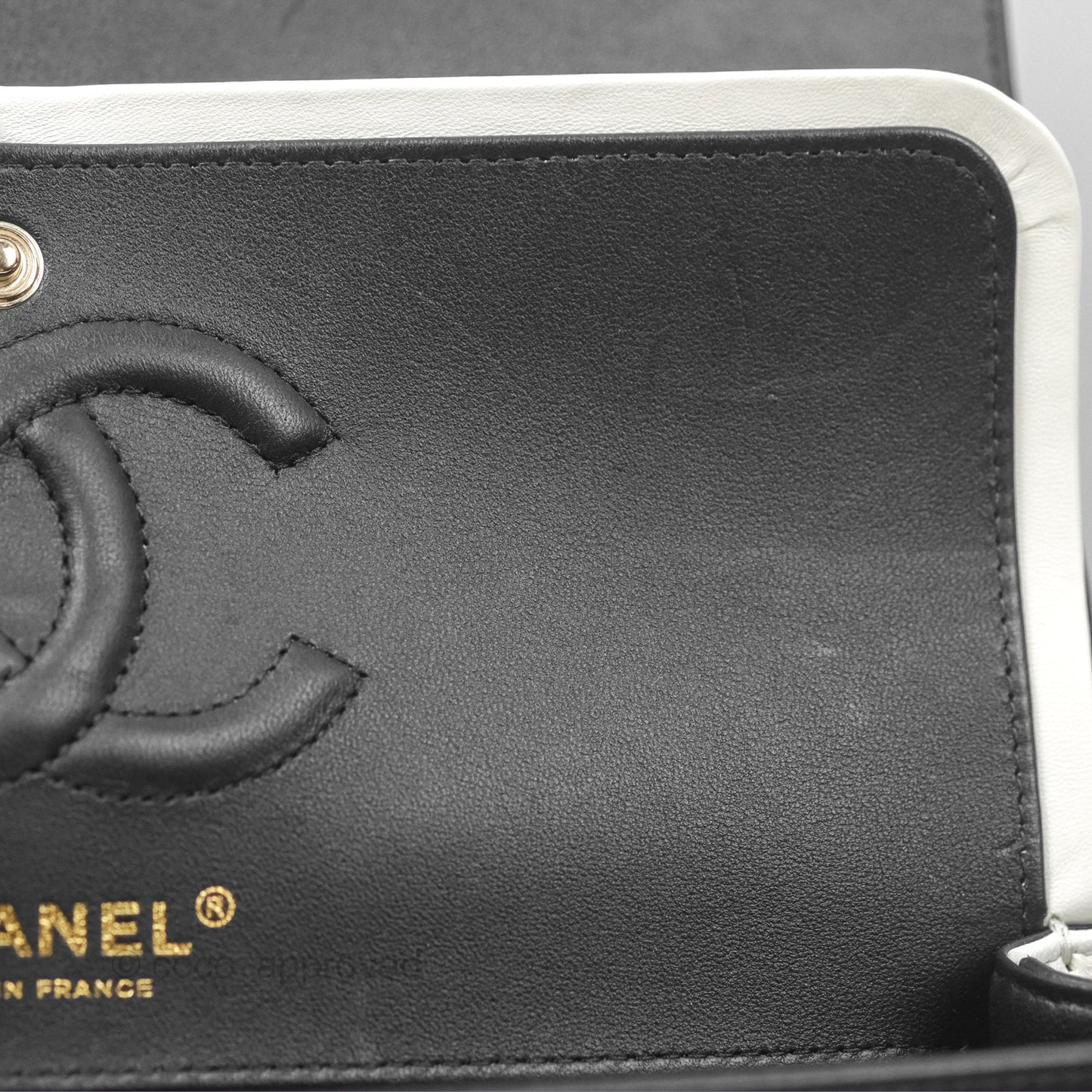 Chanel Medium Flap Black & White Lambskin Gold Hardware