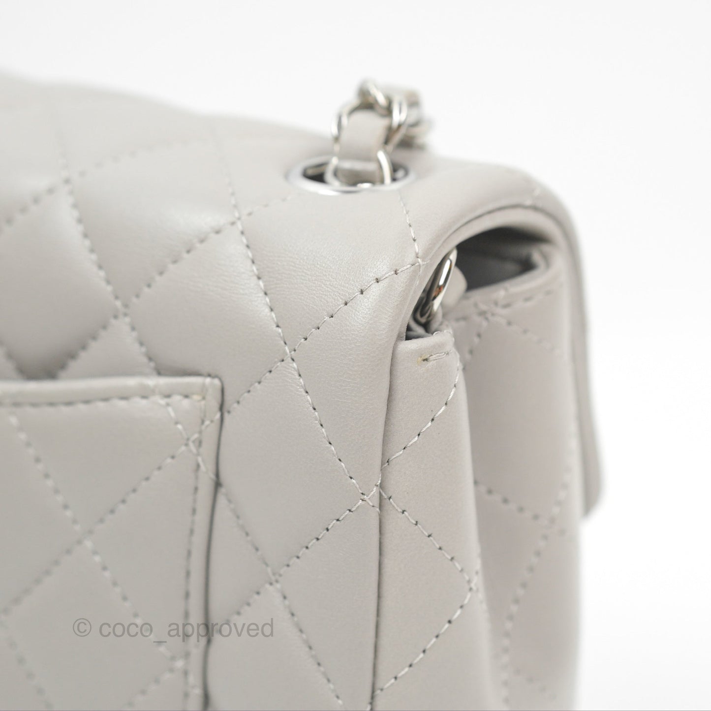 Chanel Quilted Mini Rectangular Grey Lambskin Silver Hardware