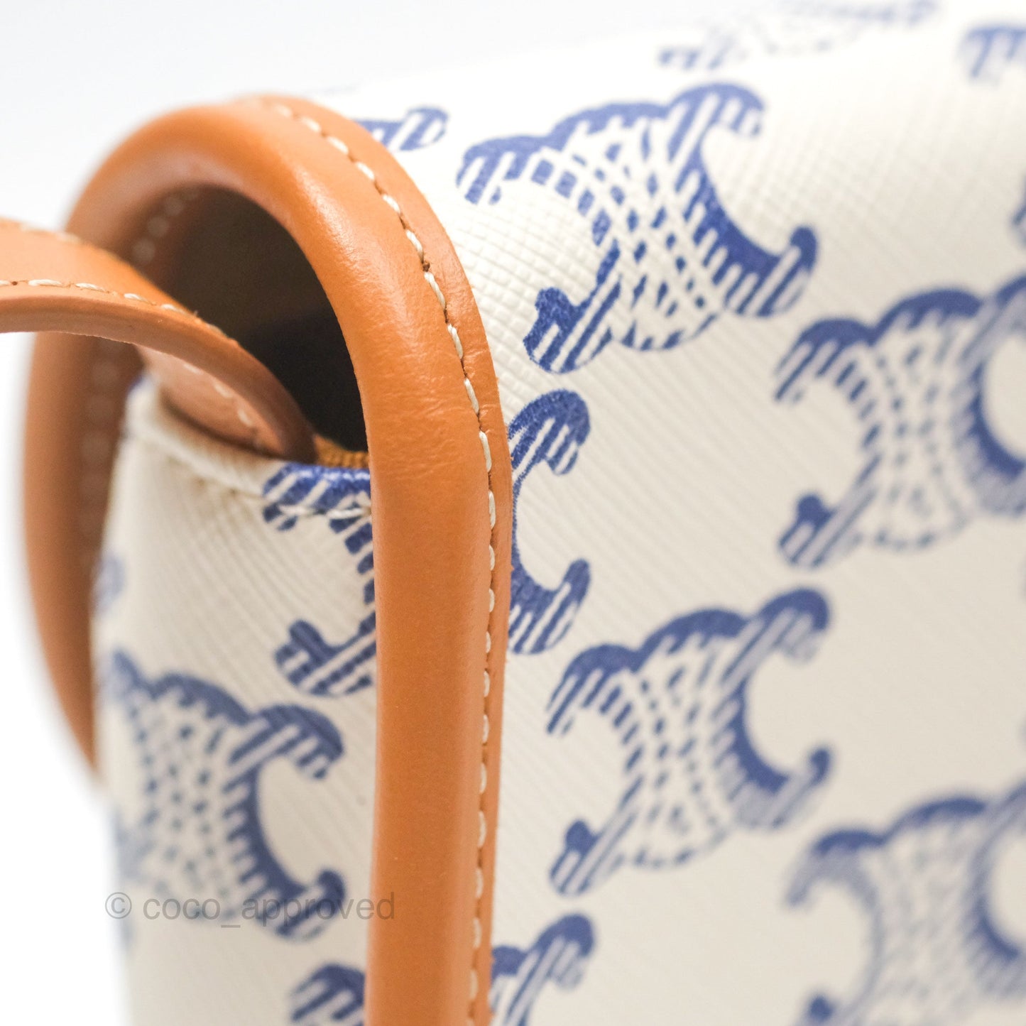 Celine Mini Besace Triomphe Embroidery Calfskin White/ Blue