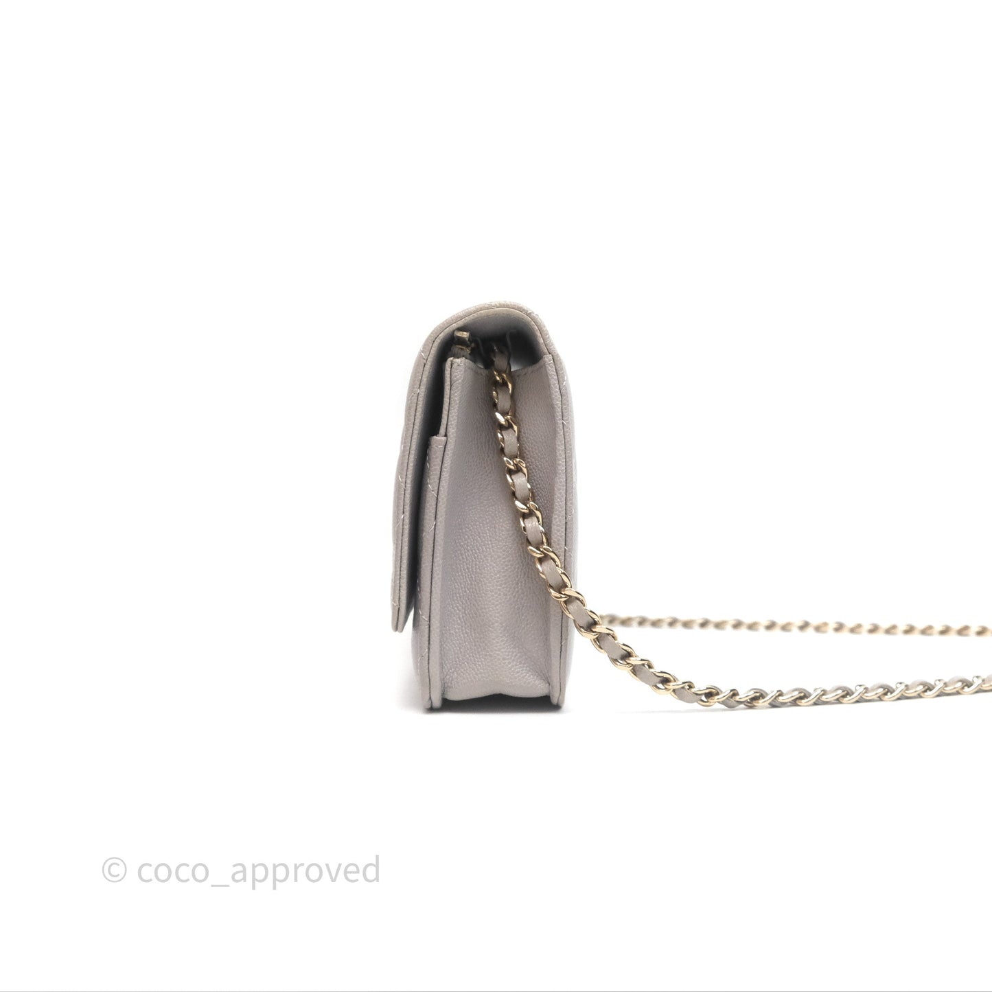 Chanel Classic Quilted Wallet on Chain WOC Grey Caviar Gold Hardware