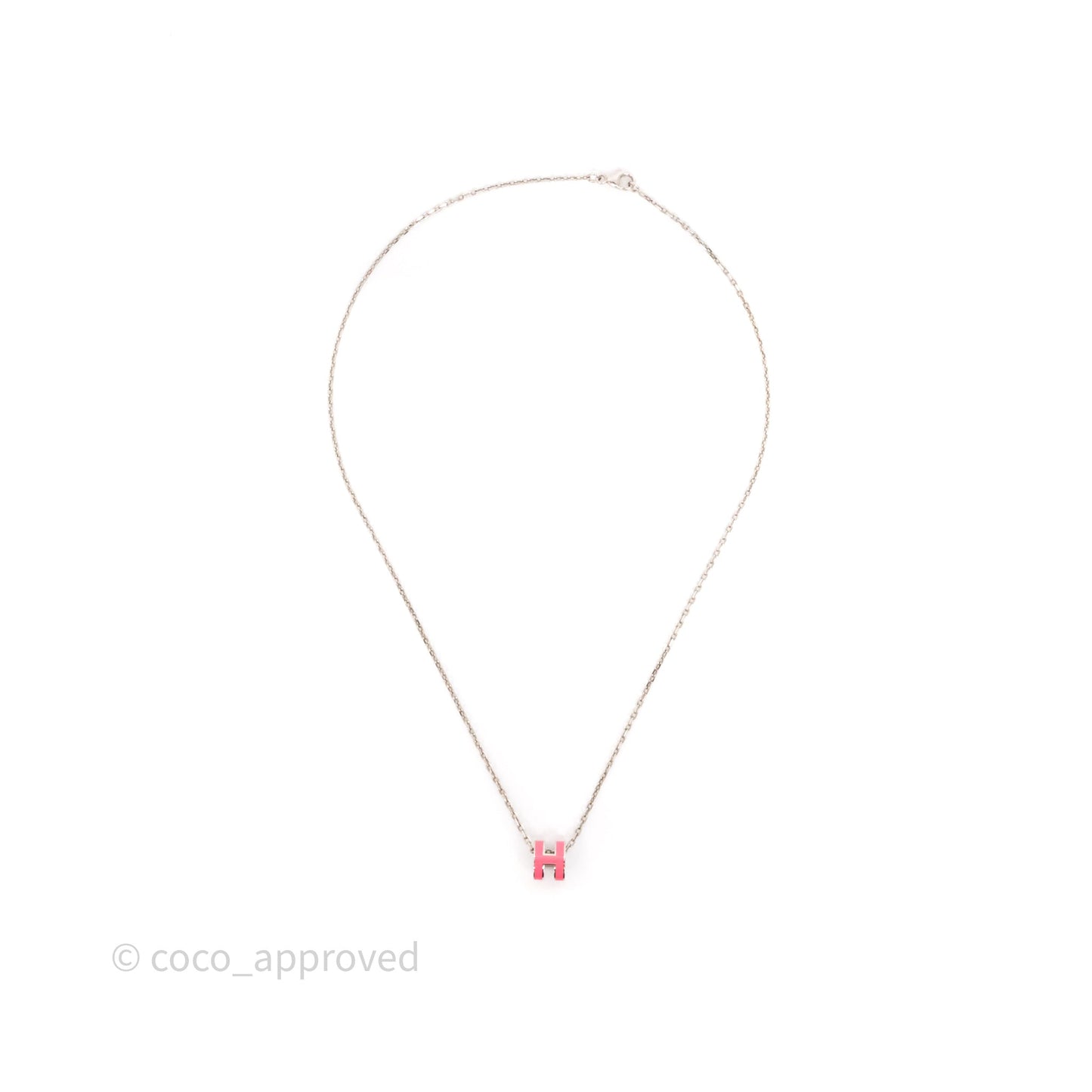 Hermès Mini Pop H Pink Pendant Necklace Palladium Hardware