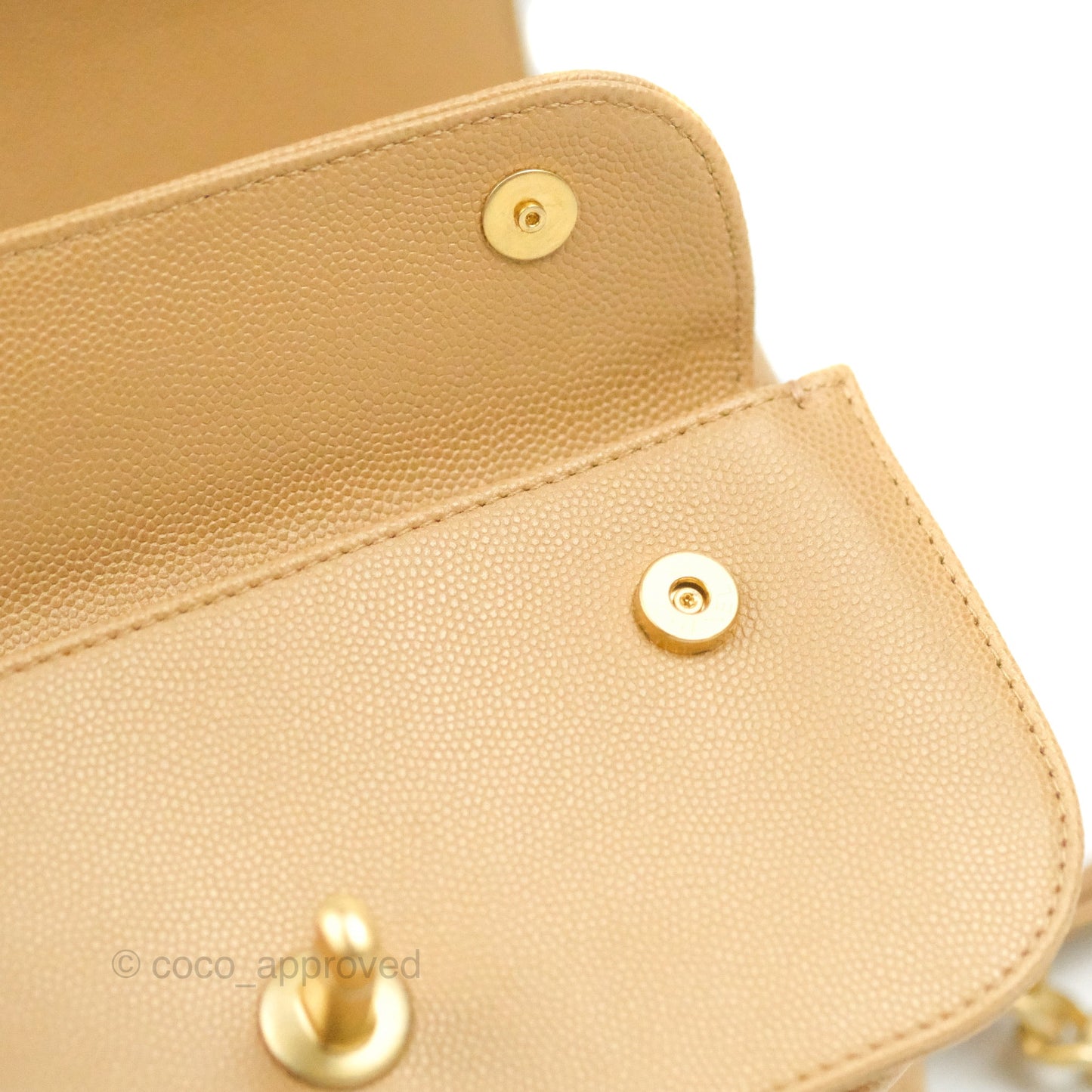 Chanel Mini Messenger Bag Beige Caviar Gold Hardware 21K