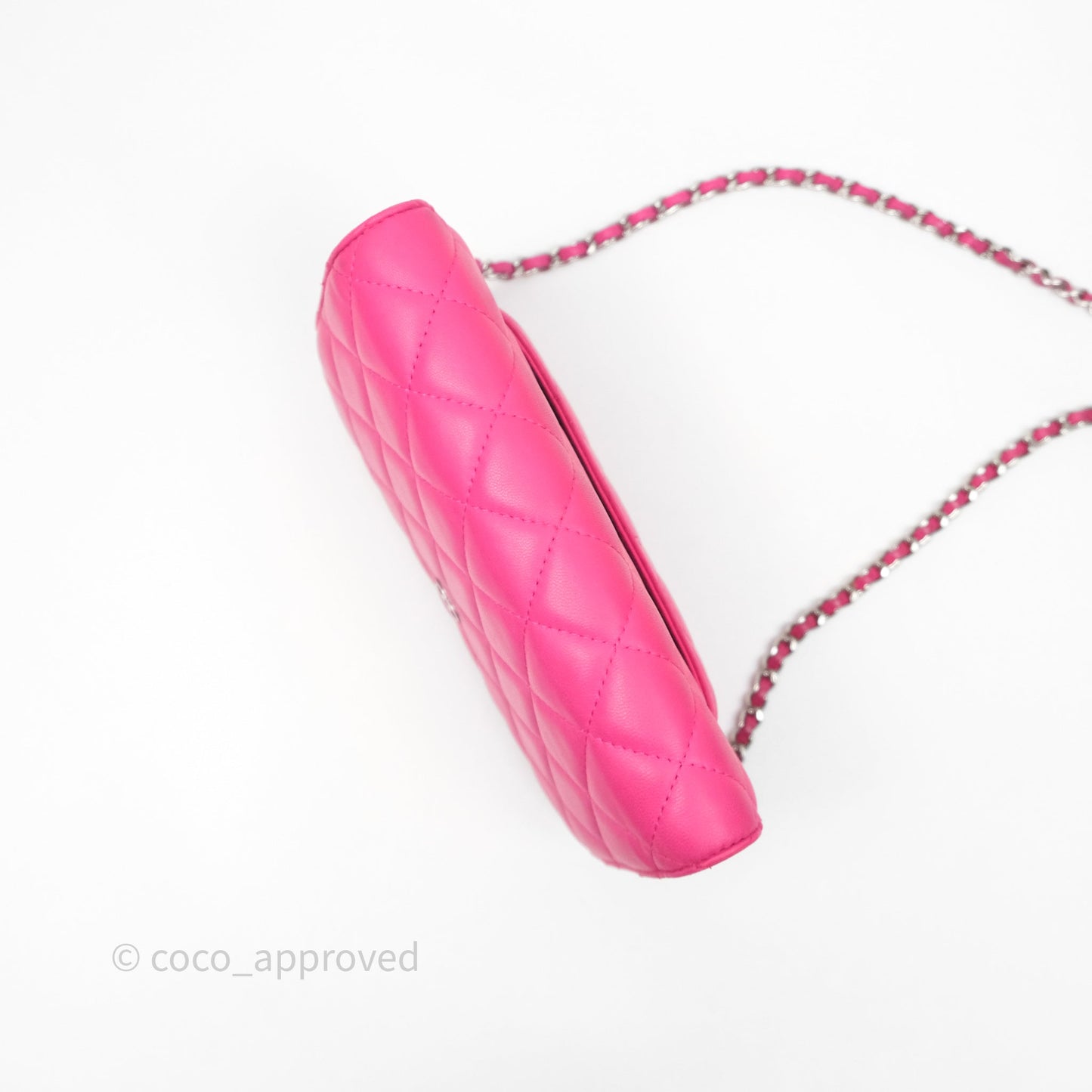 Chanel Quilted Wallet on Chain WOC Pink Lambskin Silver Hardware