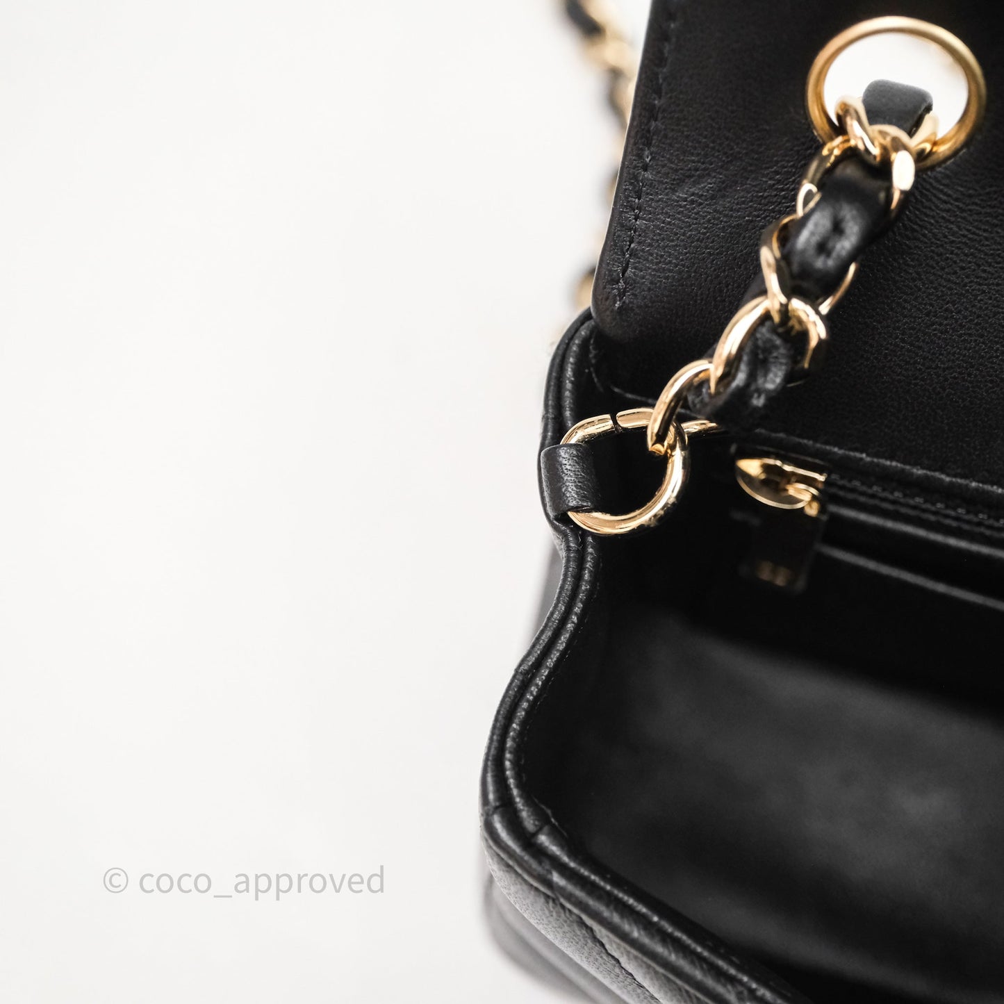 Chanel Quilted Mini Rectangular Chevron Black Lambskin Gold Hardware
