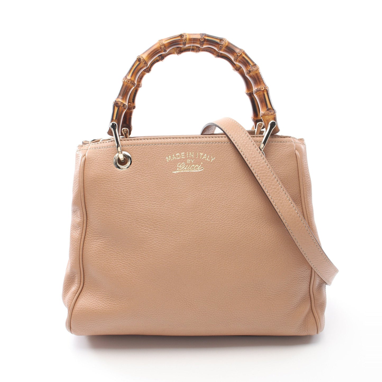 Luxury Gucci Trending 2025 Bamboo Shopper Small Handbag Leather Beige 2WAY