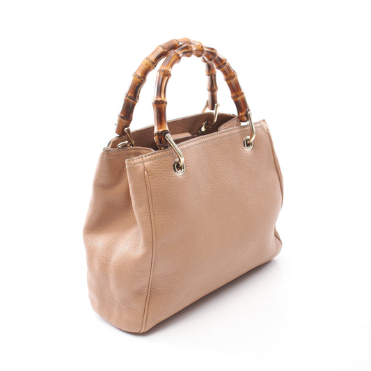 Luxury Gucci Trending 2025 Bamboo Shopper Small Handbag Leather Beige 2WAY