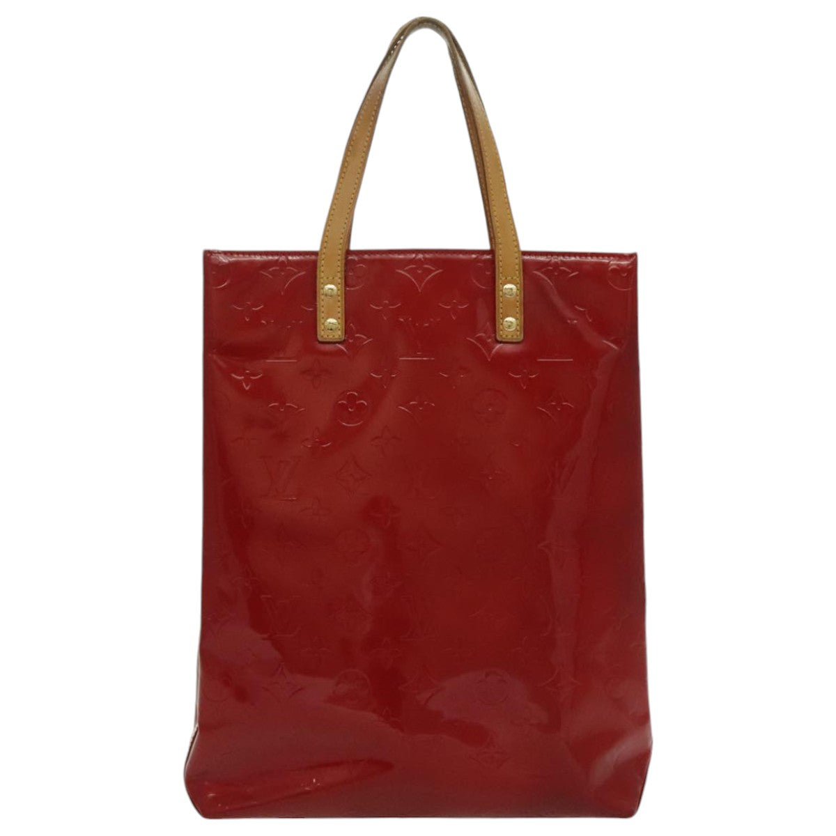 LOUIS VUITTON Monogram Vernis Reade MM Hand Bag Red Rouge M91086 LV 96412