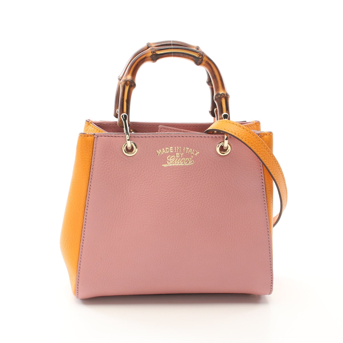 Luxury Gucci Trending 2025 Bamboo Mini shopper Handbag Leather Pink Orange 2WAY