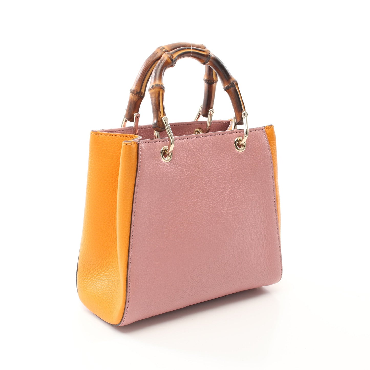 Luxury Gucci Trending 2025 Bamboo Mini shopper Handbag Leather Pink Orange 2WAY
