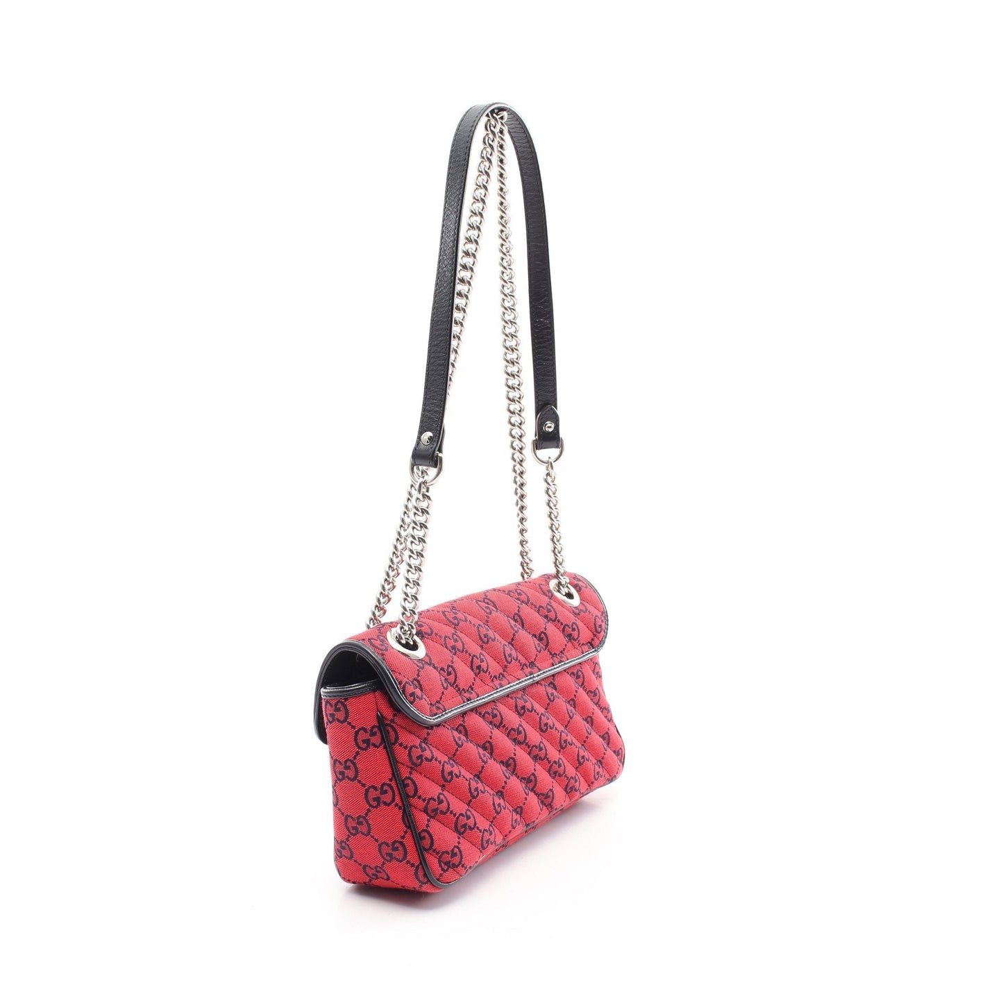 Luxury Gucci Trending 2025 GG Marmont Quilting Small GG canvas Chain shoulder bag Flower Canvas Leather Red Multicolor 52LIMITEDEDITION