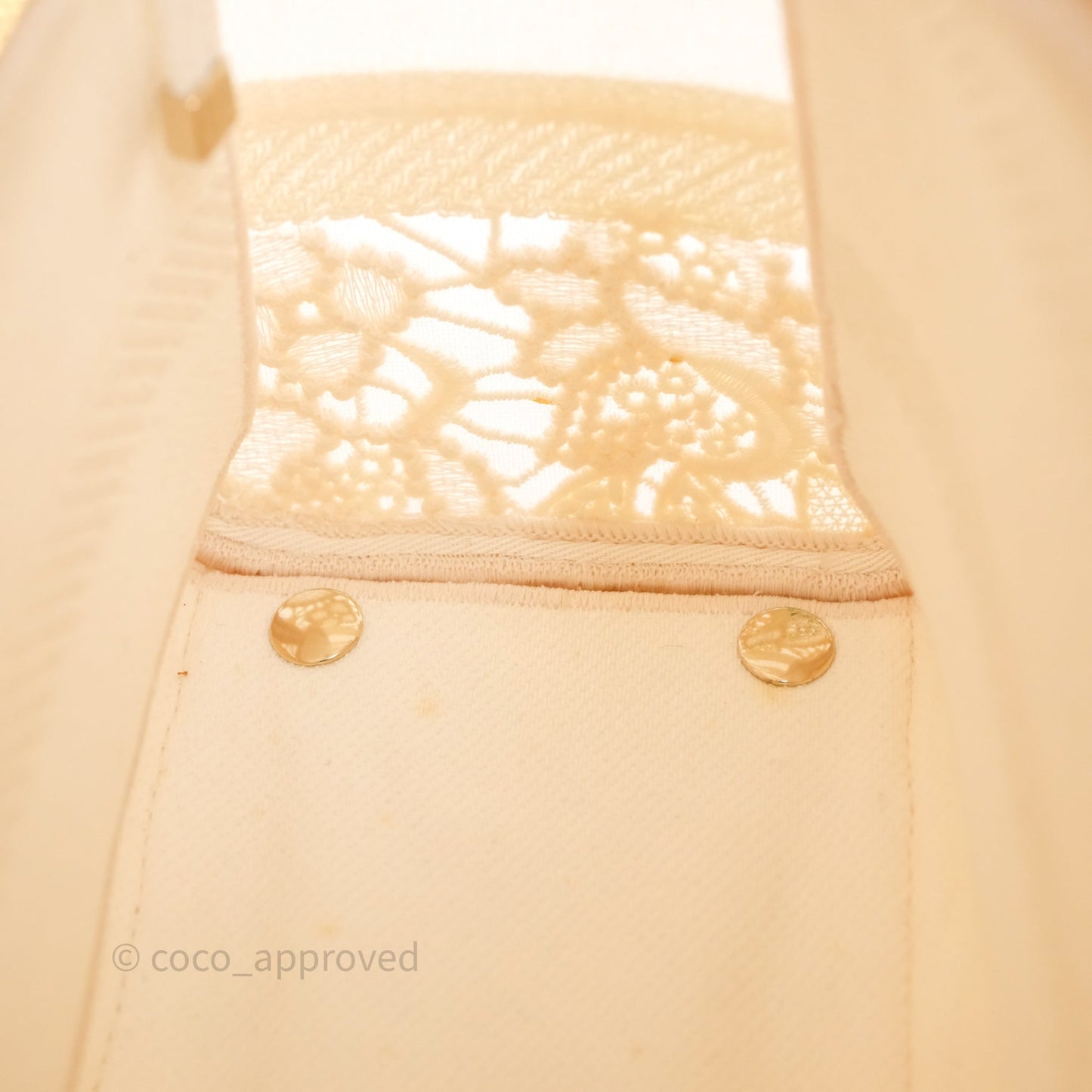 Christian Dior Lace Medium Lady Dior Ivory White Gold Hardware