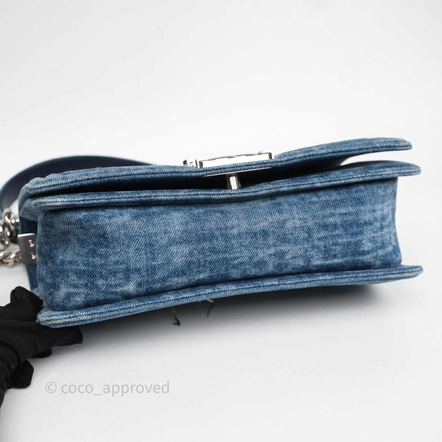 Chanel Medium Boy Blue Denim Tweed Silver Hardware