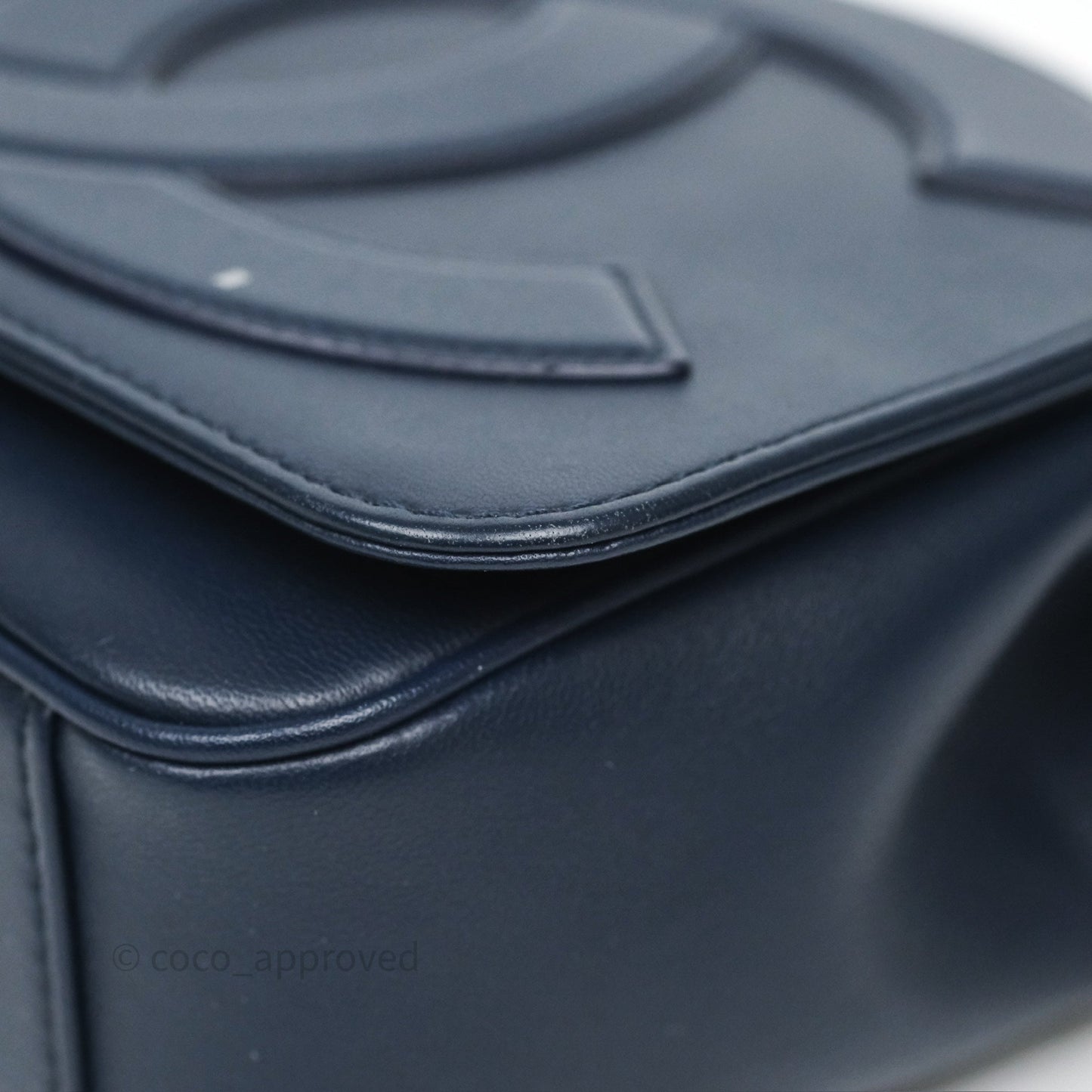 Chanel CC Mania Flap Bag Navy Lambskin Gold Hardware