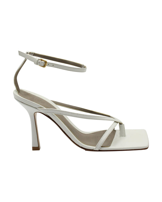 Luxury Bottega Veneta Stretch Ankle Strap Sandals in White Leather