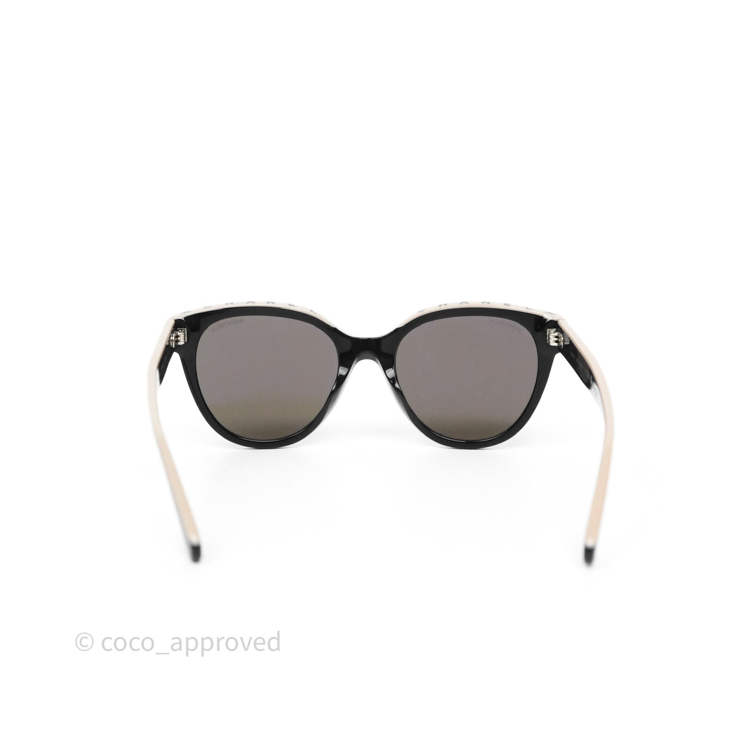 Chanel Logo Butterfly Sunglasses Black Beige Acetate