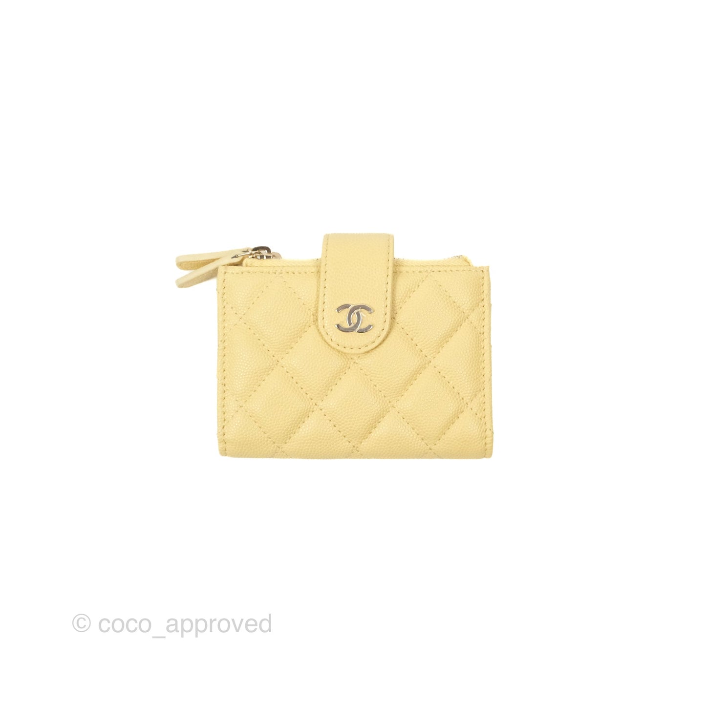 Chanel Classic Double Zip Card Case Yellow Caviar Gold Hardware